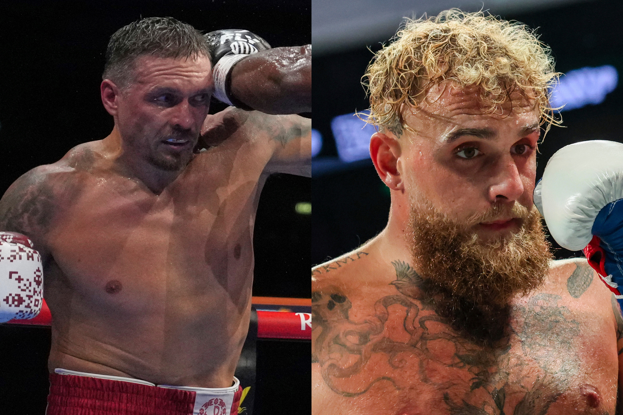 Oleksandr Usyk (left) and Jake Paul (right).