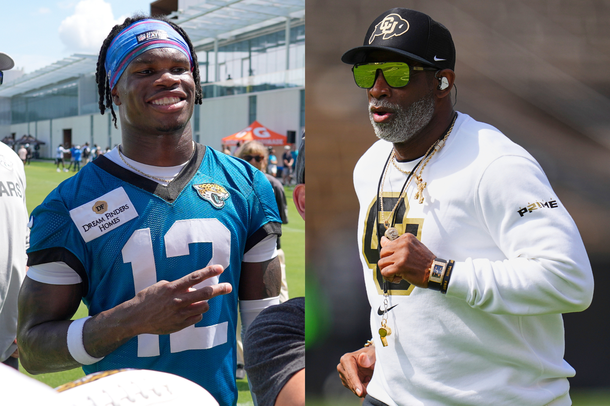 Travis Hunter (left) may have more in common with Deion Sanders (right) than anticipated.