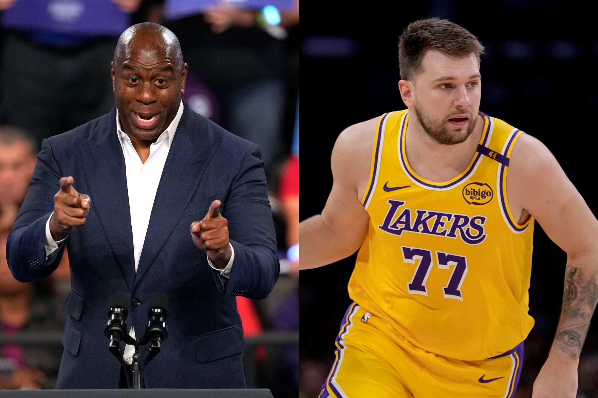 Magic Johnson made no secret of his admiration for Luka Doncics new, leaner physique.