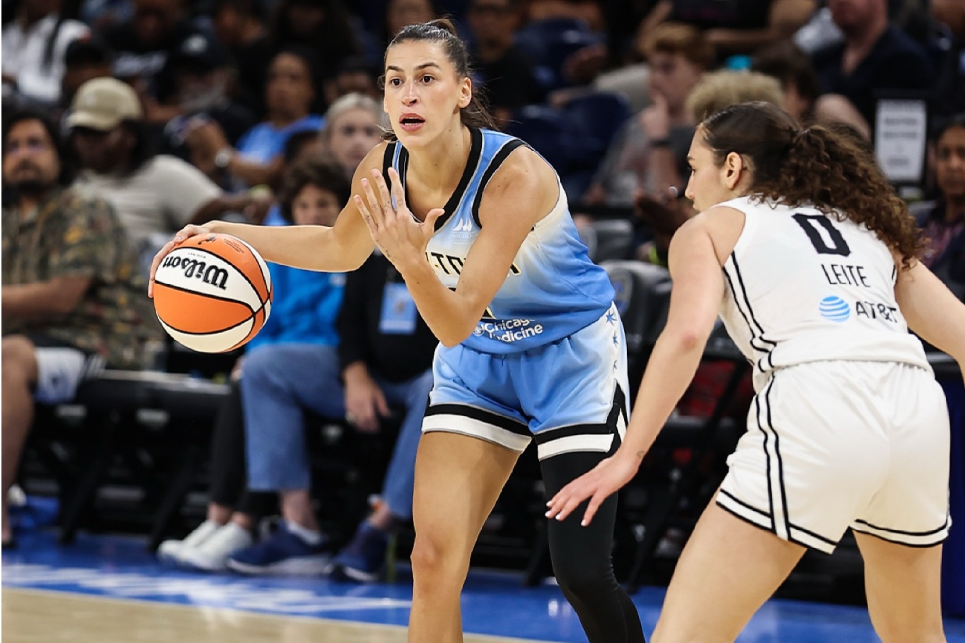 Fridays game between the Chicago Sky and the Golden State Valkyries was interrupted when a sex toy was thrown from the stands.