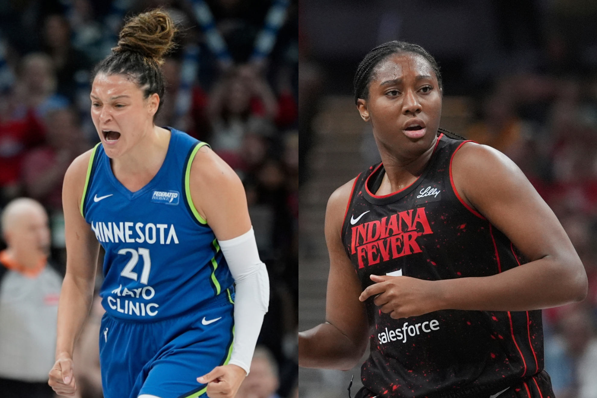 The WNBA highlights Fevers Aliyah Boston and Lynxs Kayla McBride over Caitlin Clark and Napheesa Collier.