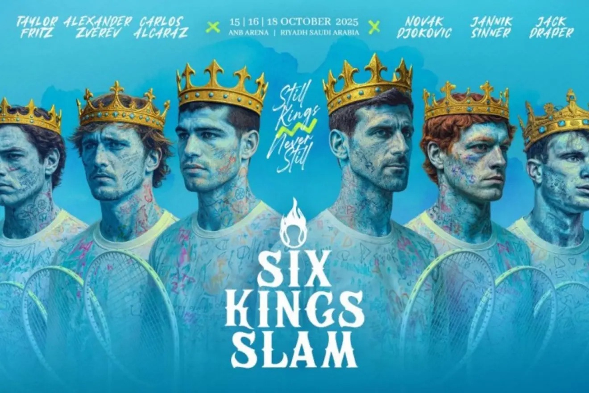 Alcaraz, Sinner, Djokovic, Draper, Zverev and Fritz to play in second edition of Six Kings Slam
