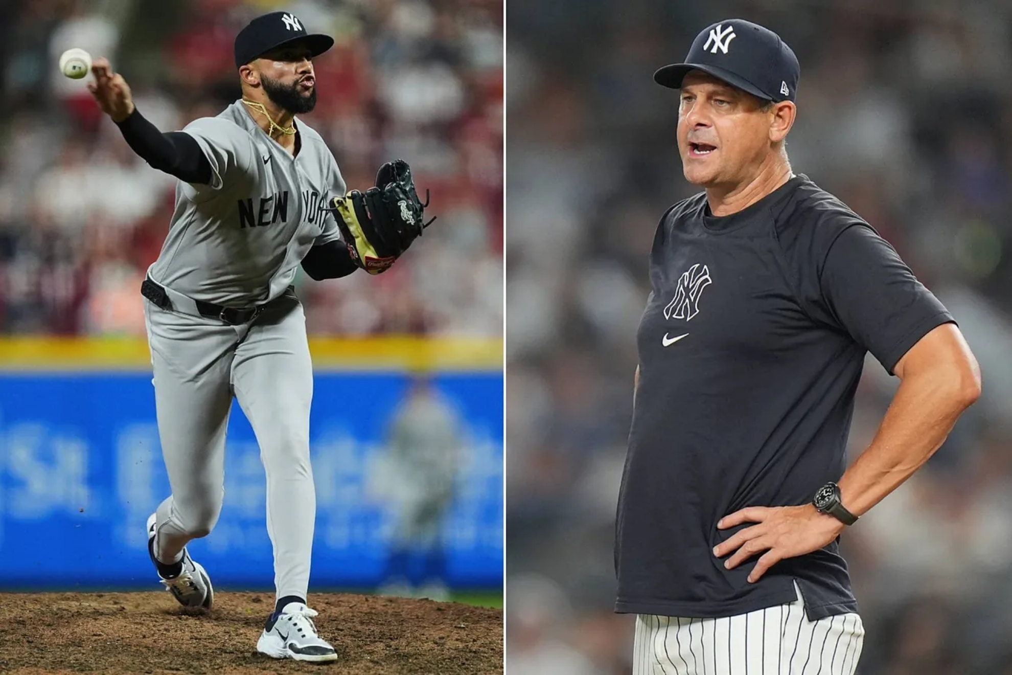 Devin Williams and Aaron Boone