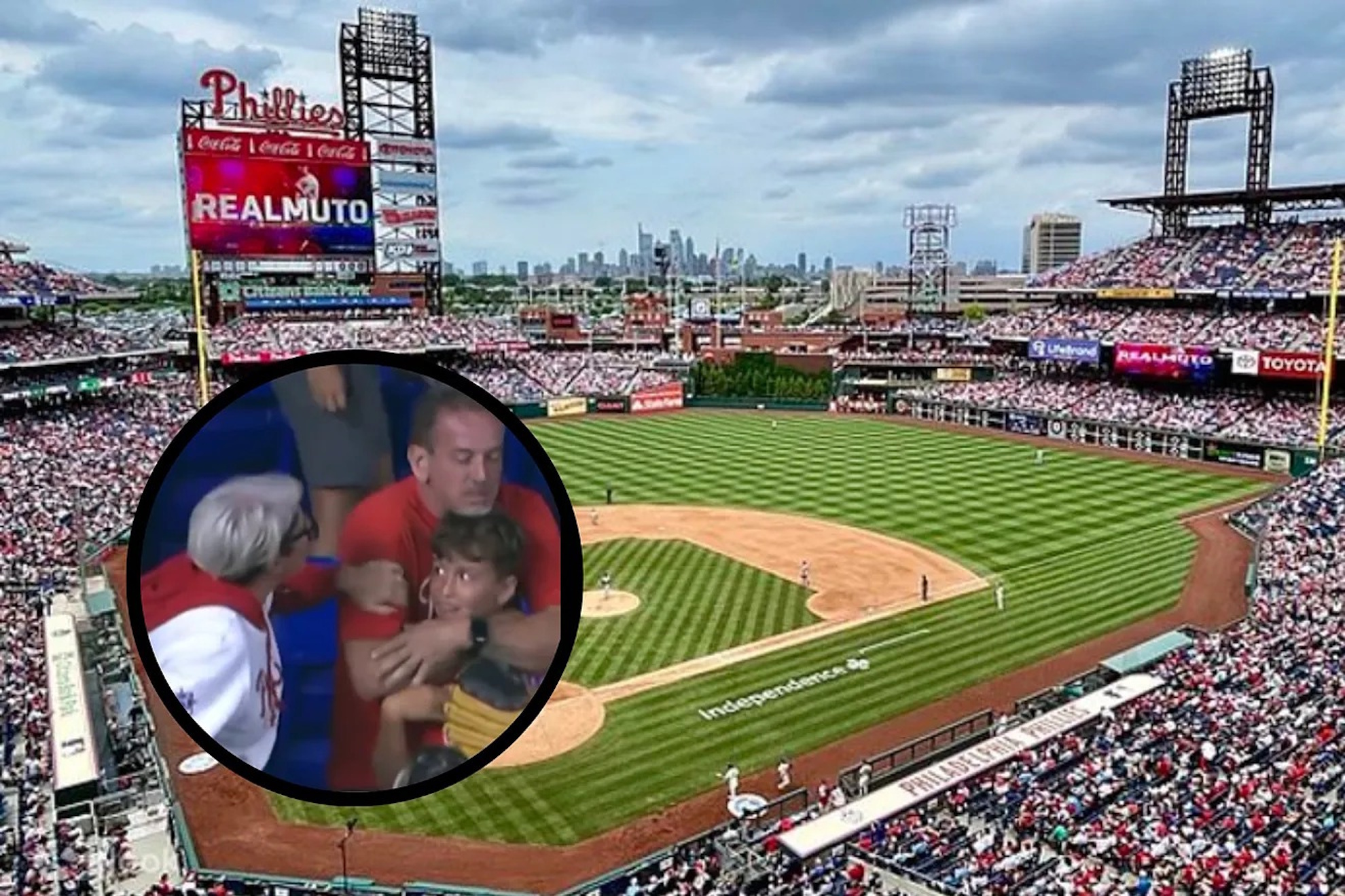 Angry Phillies fan chases down dad and forces him to give her the home run ball that was meant for a kid