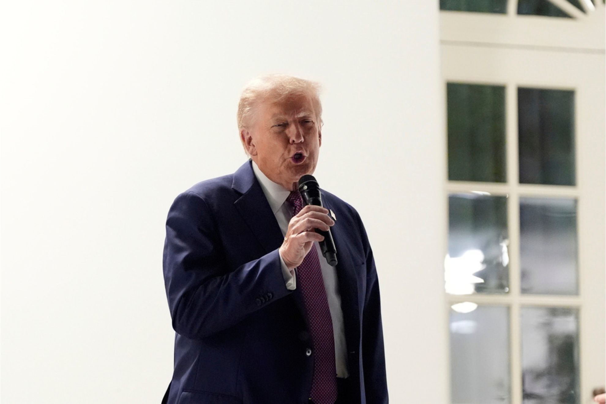 President Donald Trump speaks at a dinner in the Rose Garden of the White House