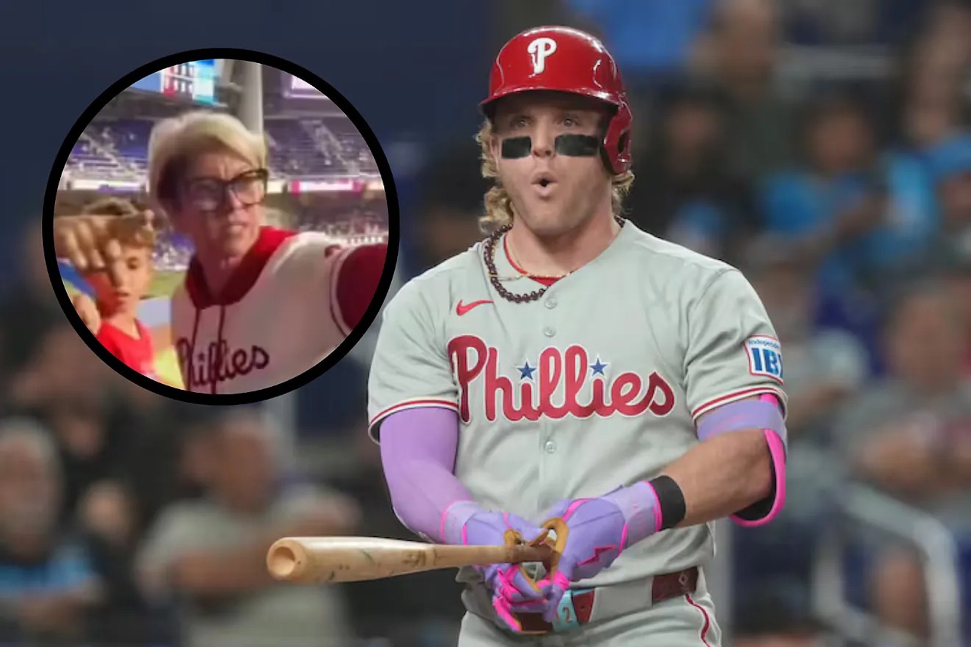 A new photo of Phillies Karen shows the woman laughing after she took the ball from the father