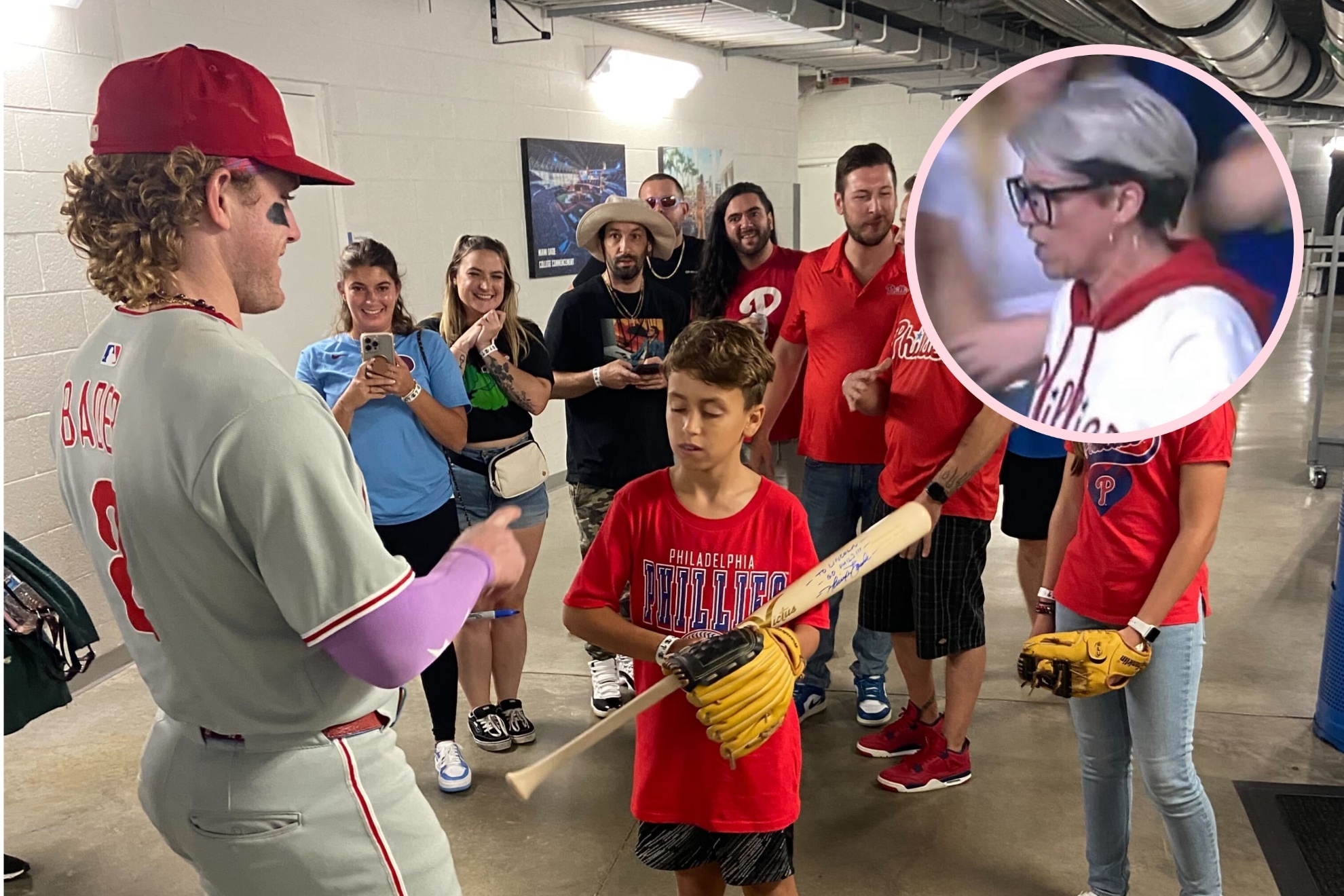 Harrison Bader gave the affected young fan an autographed bat after the game.