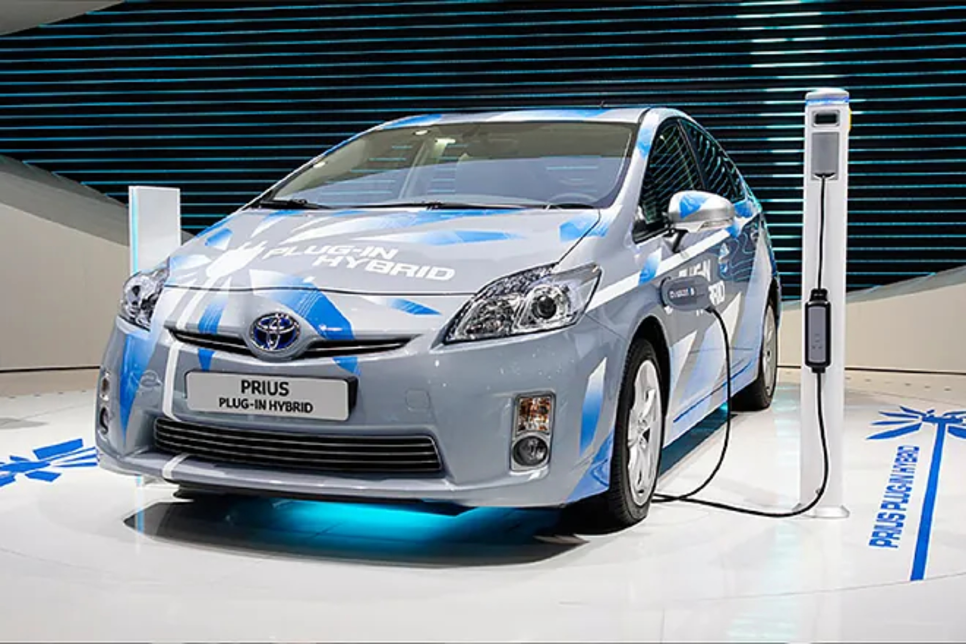 A Toyota Prius hybrid charging