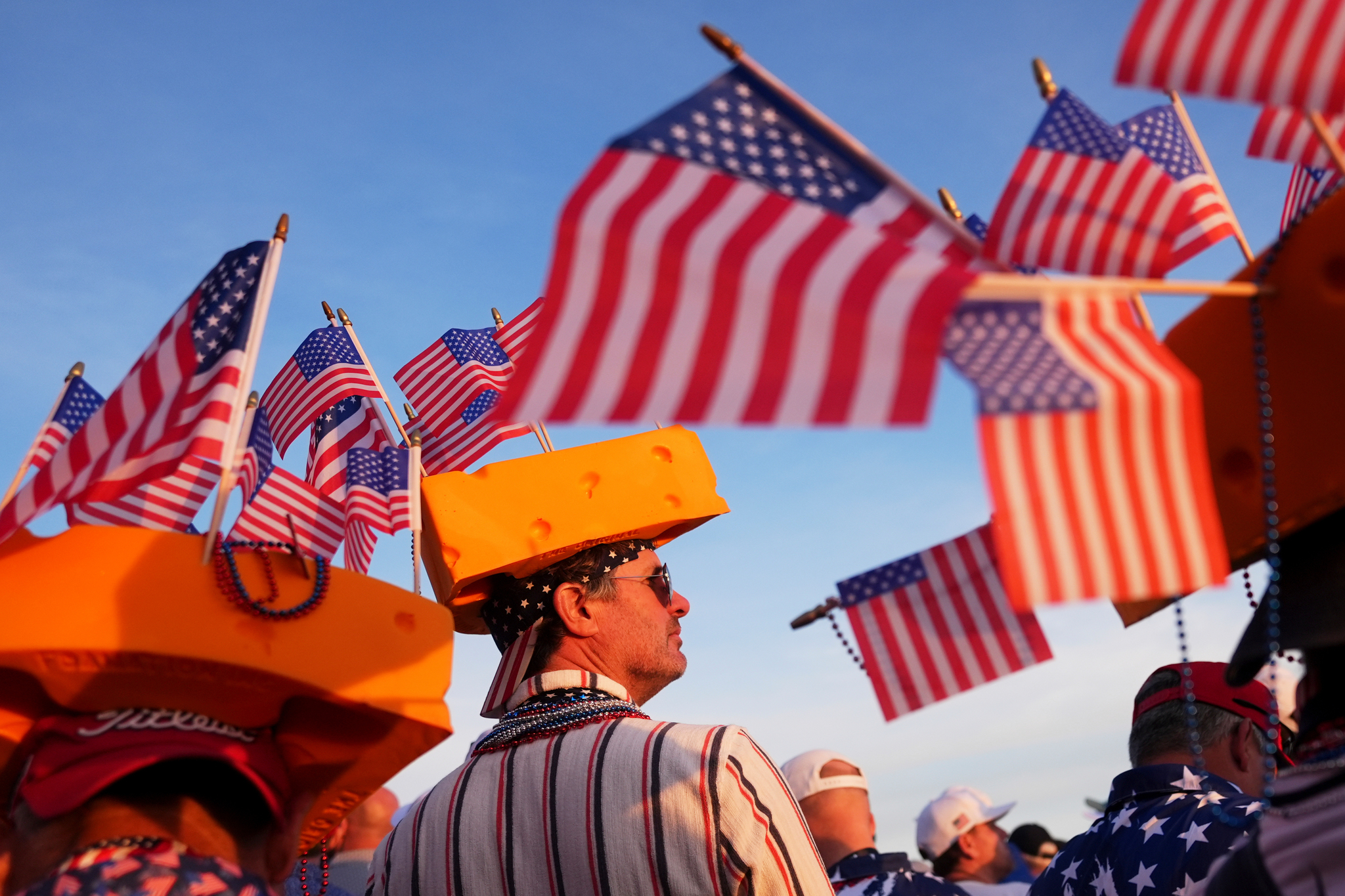 Fans watch on the first hole at Bethpage Black golf course during the Ryder Cup golf tournament