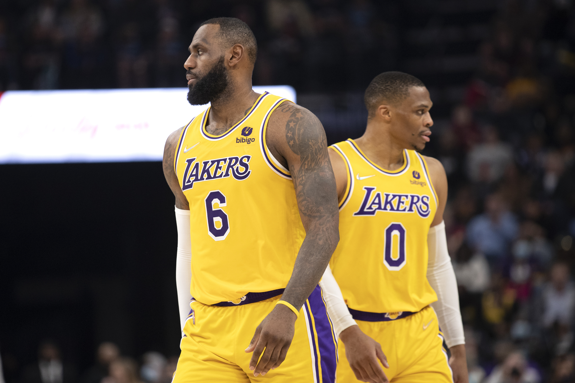 LeBron James and Russell Westbrook fell out while playing for the Los Angeles Lakers