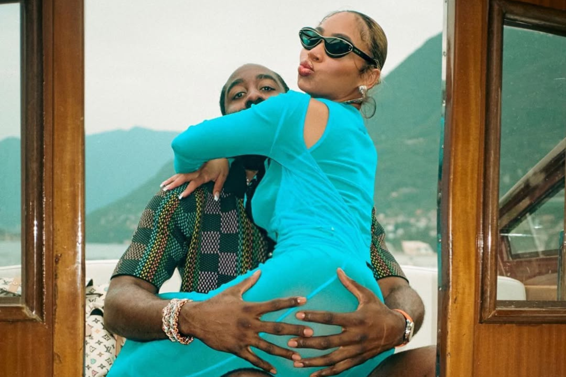 James Harden and girlfriend Paije Speights together on a boat.