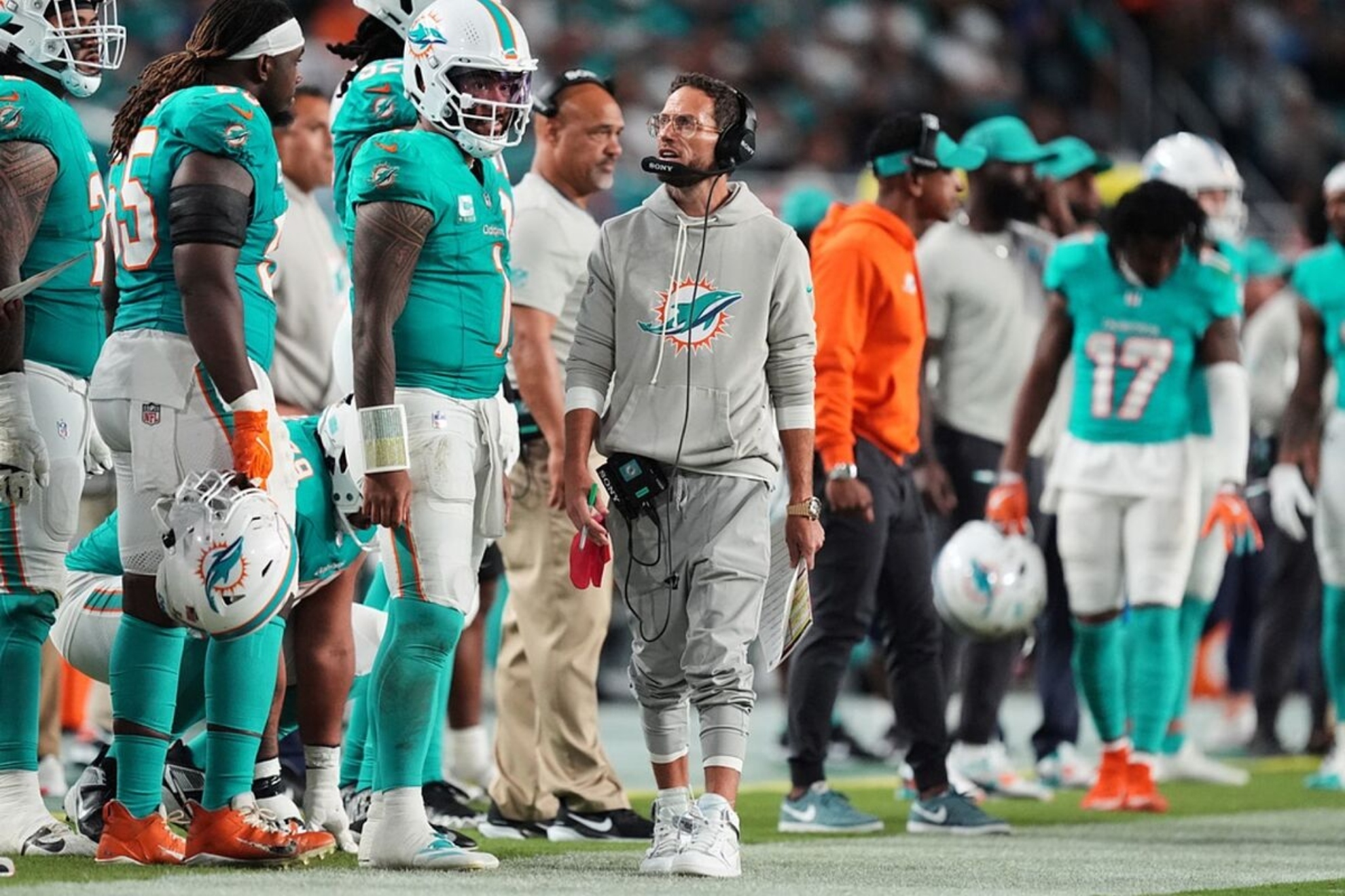 Head coach Mike McDaniel with the Miami Dolphins