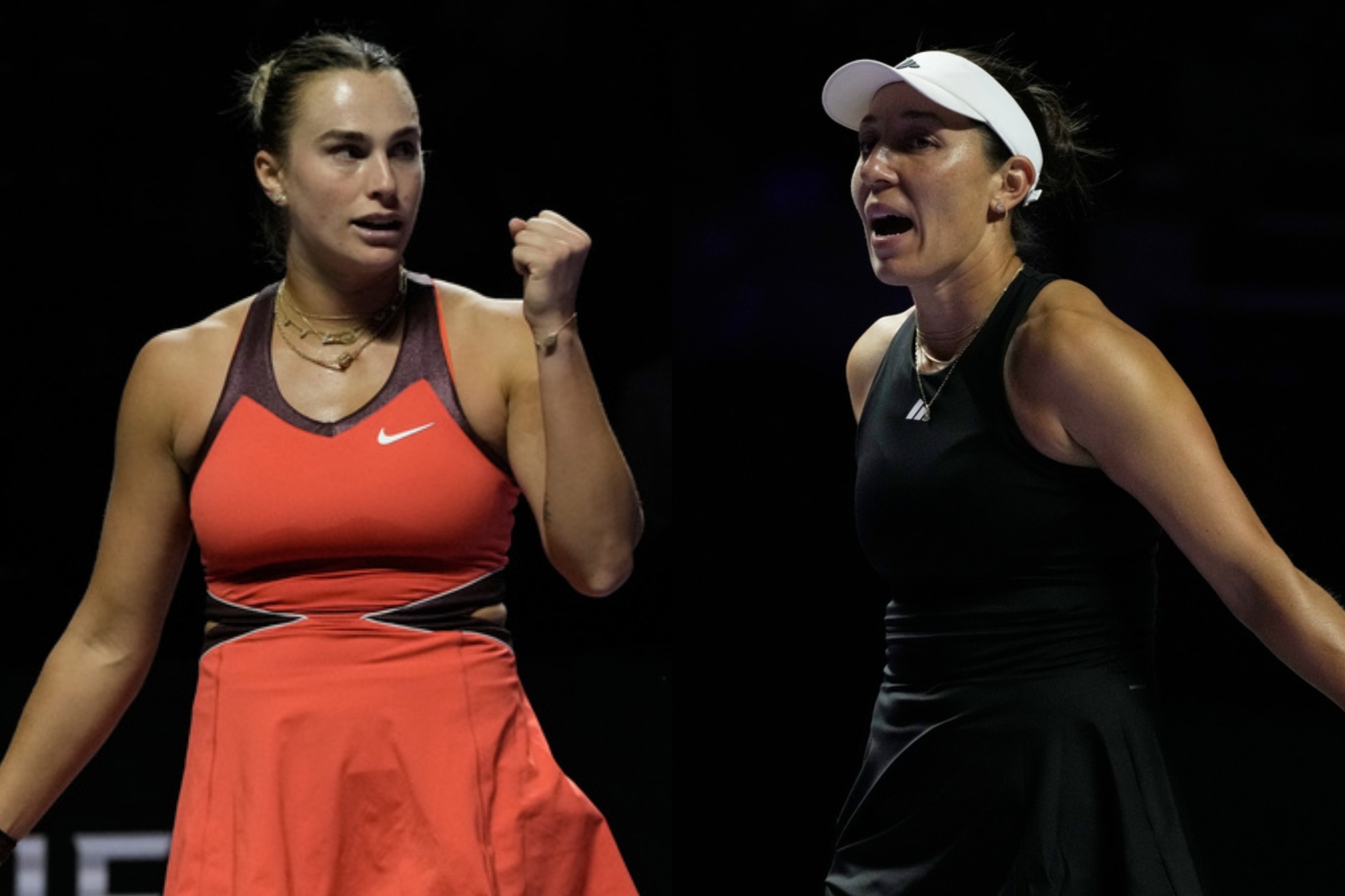 Aryna Sabalenka (L) and Elena Rybakina are in contention for the top prize at the 2025 WTA Finals.