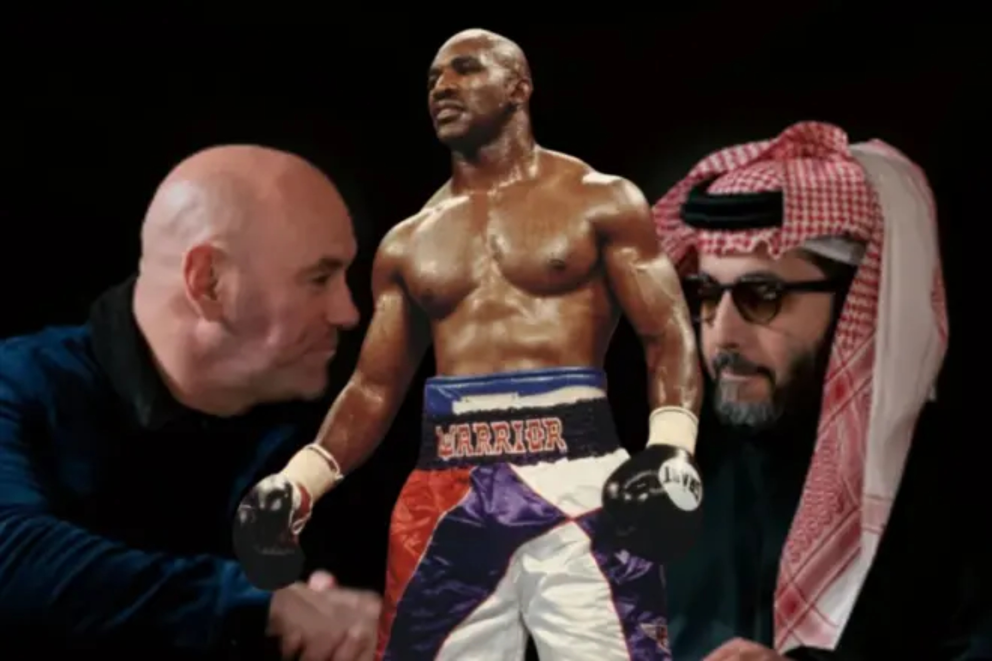 Dana White, Holyfield and Turki Alalshikh.