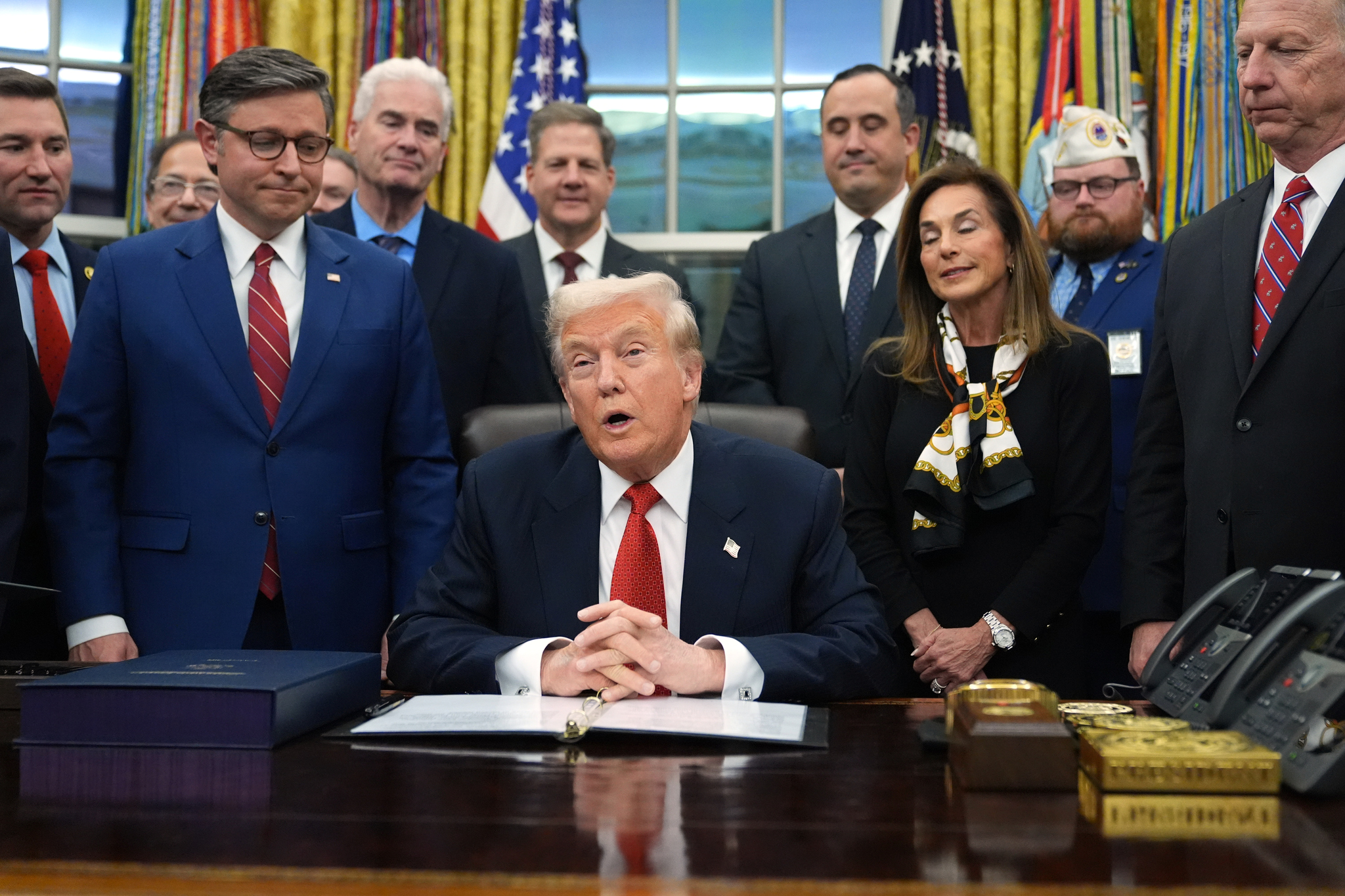 President Donald Trump speaks before signing the funding bill to reopen the government