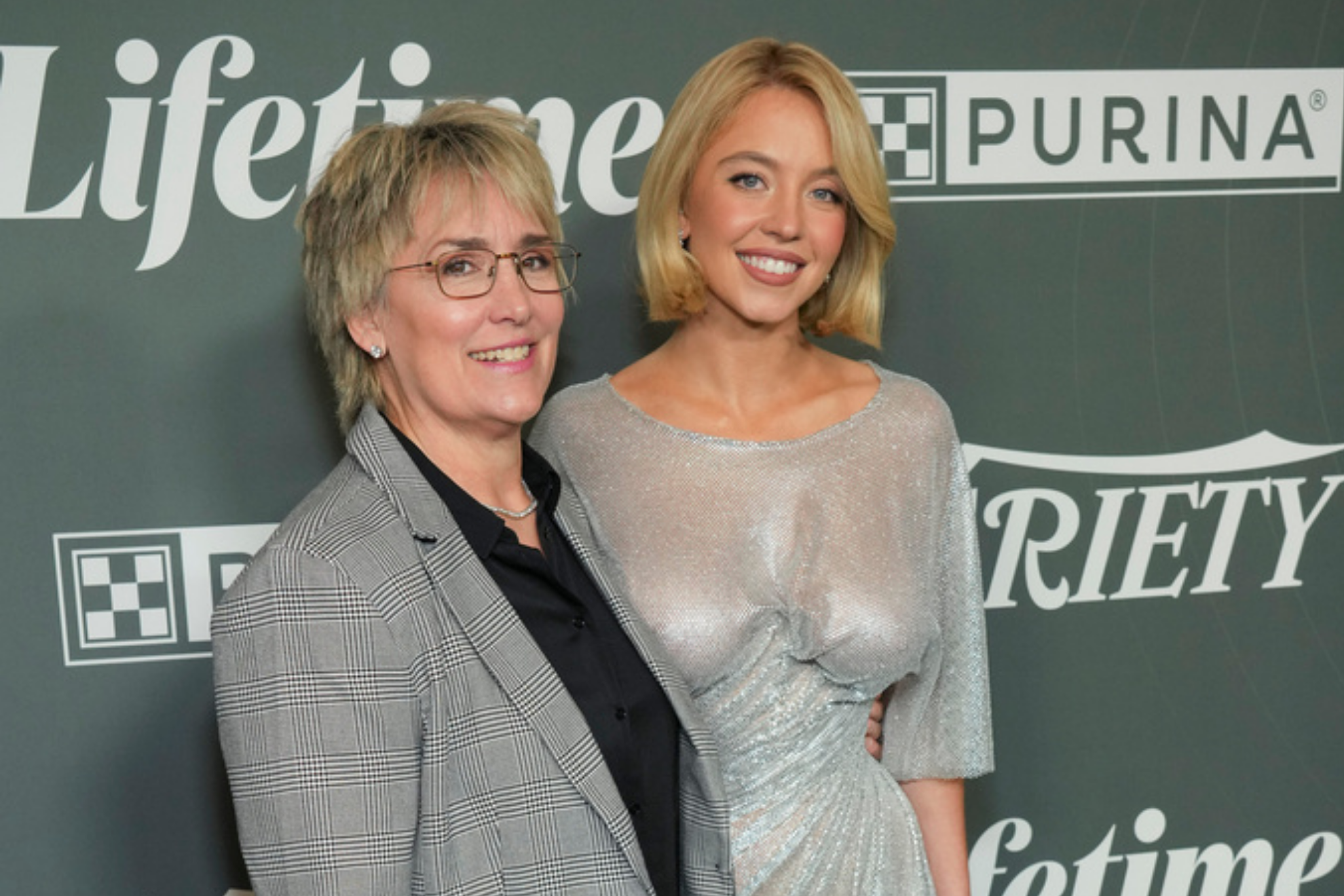 Christy Martin, left, and Sydney Sweeney arrive at Varietys 2025 Power of Women