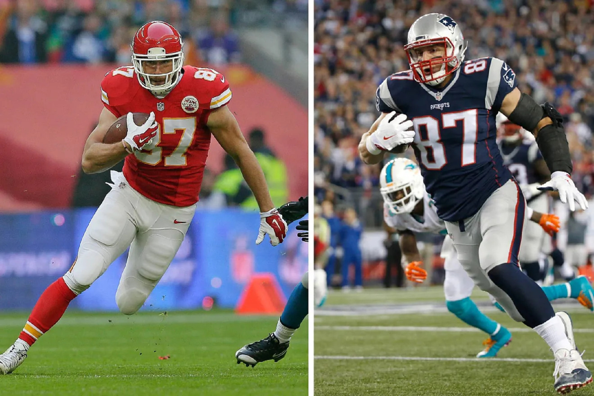 Travis Kelce and Rob Gronkowski