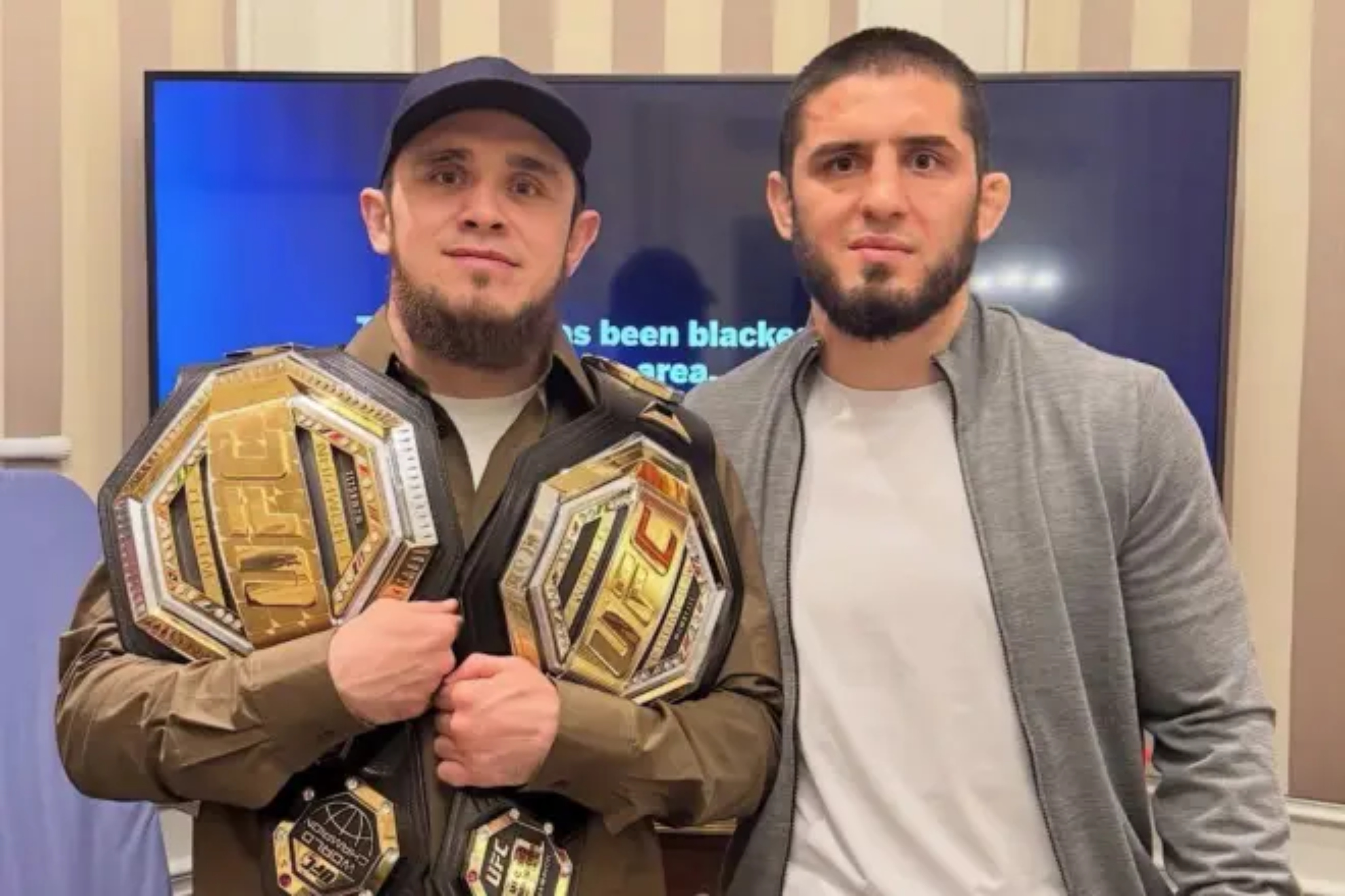 Chanco, alongside Islam Makhachev after UFC 322