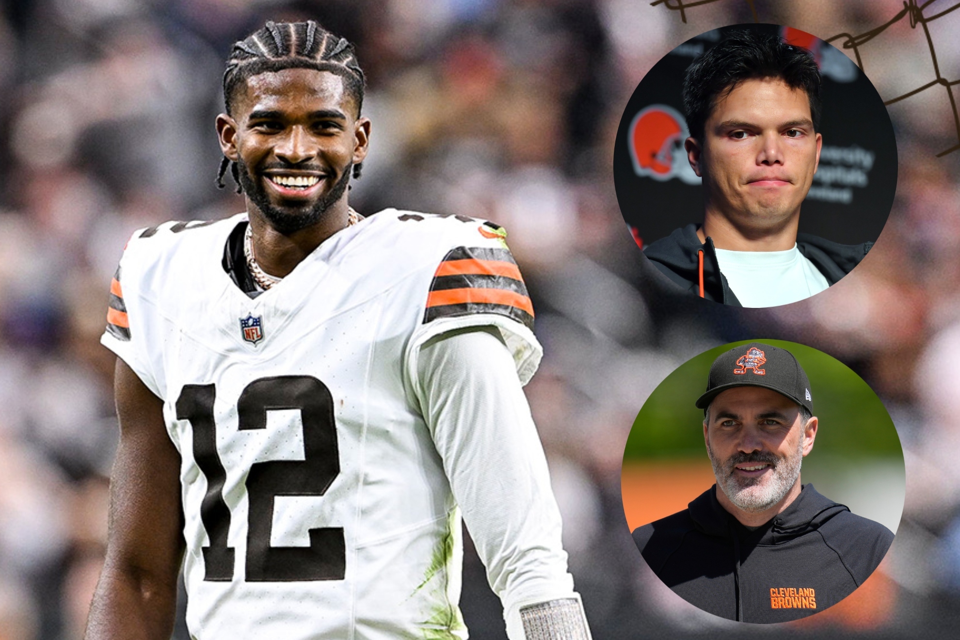 Shedeur Sanders, Dillon Gabriel and Kevin Stefanski