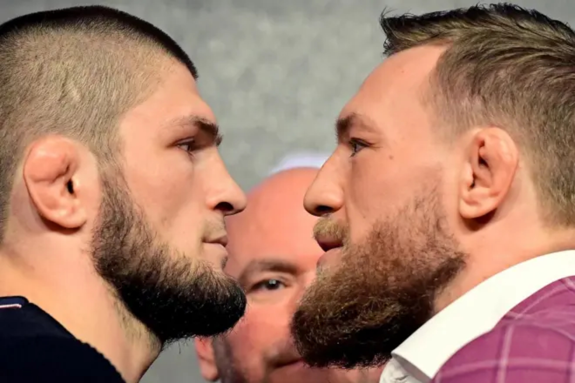 Khabib Nurmagomedov and Conor McGregor during a confrontation.