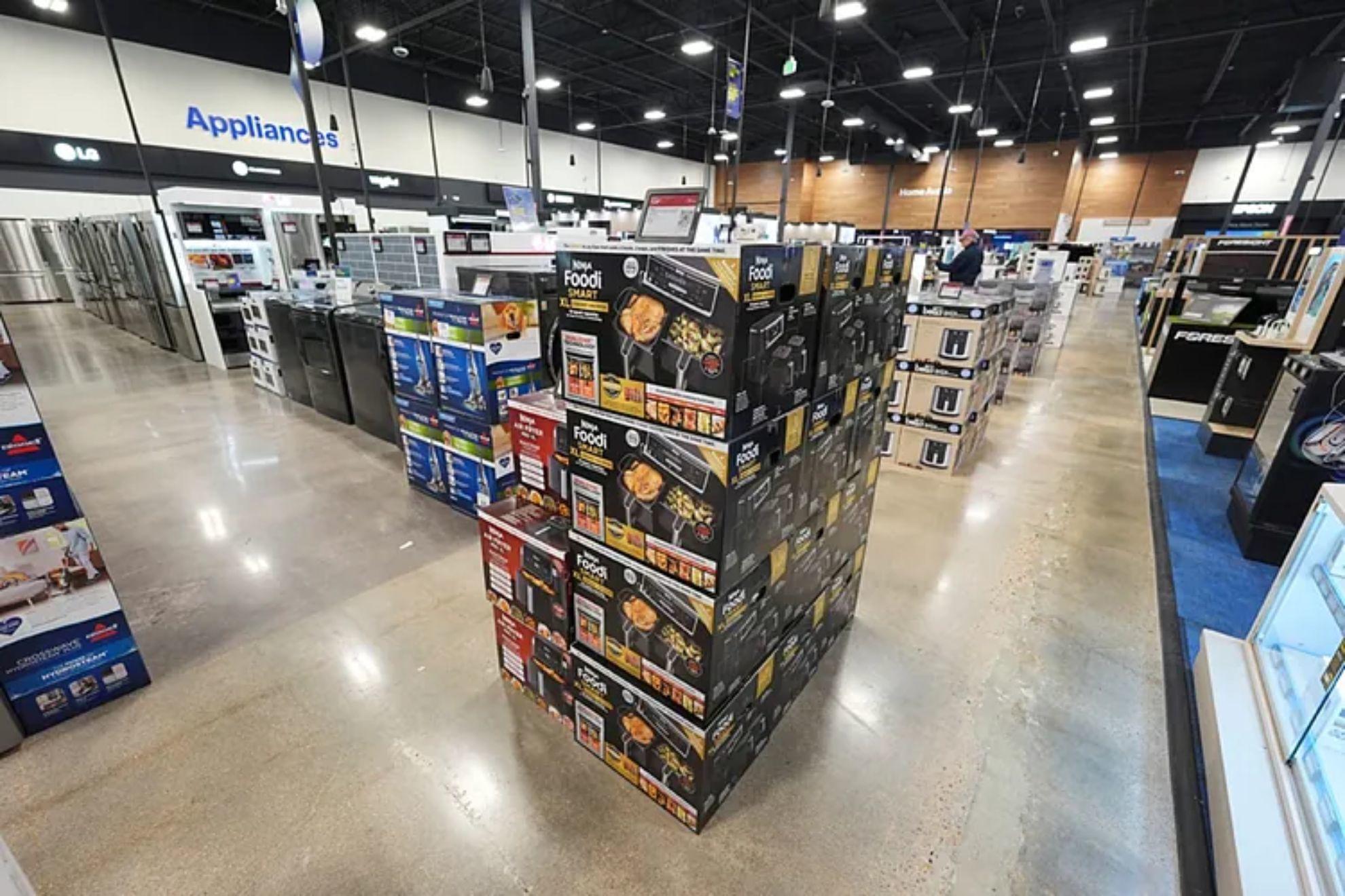 Boxes of food preparation items on display for customers in search of Black Friday