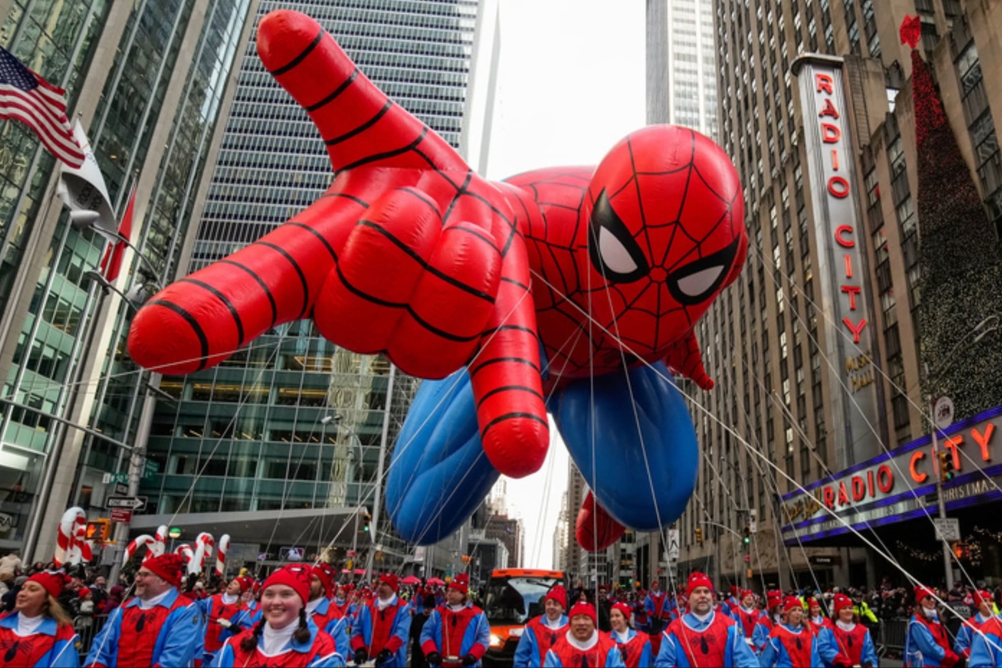 The Spider-Man baloon was one of the highlights of Macys Thanksgiving Day Parade in NYC.