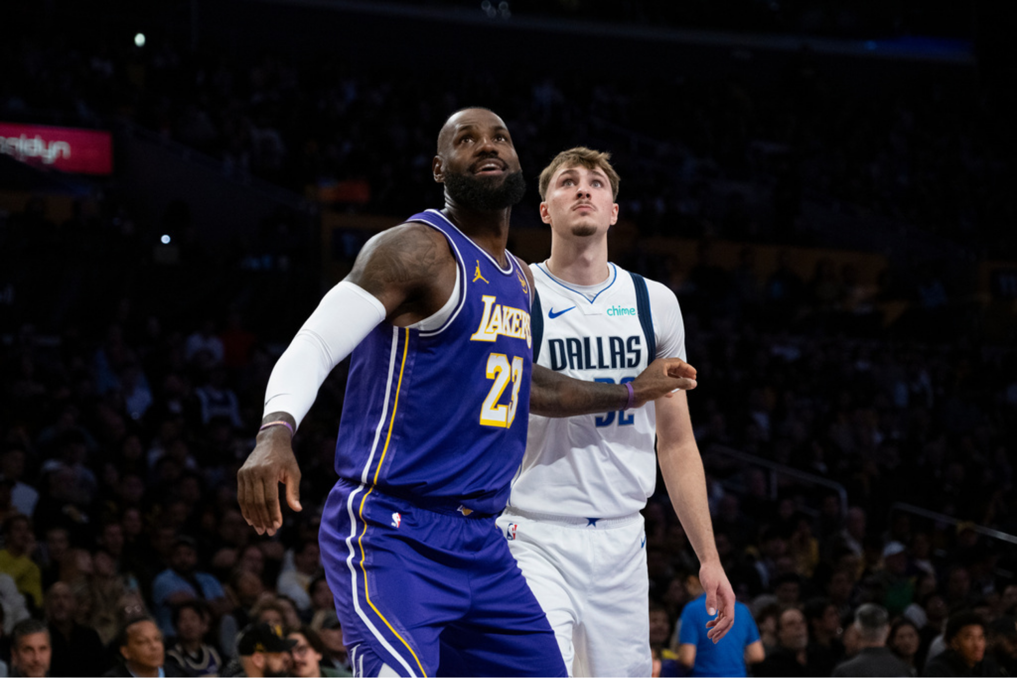 Los Angeles Lakers forward LeBron James and Dallas Mavericks forward Cooper Flagg