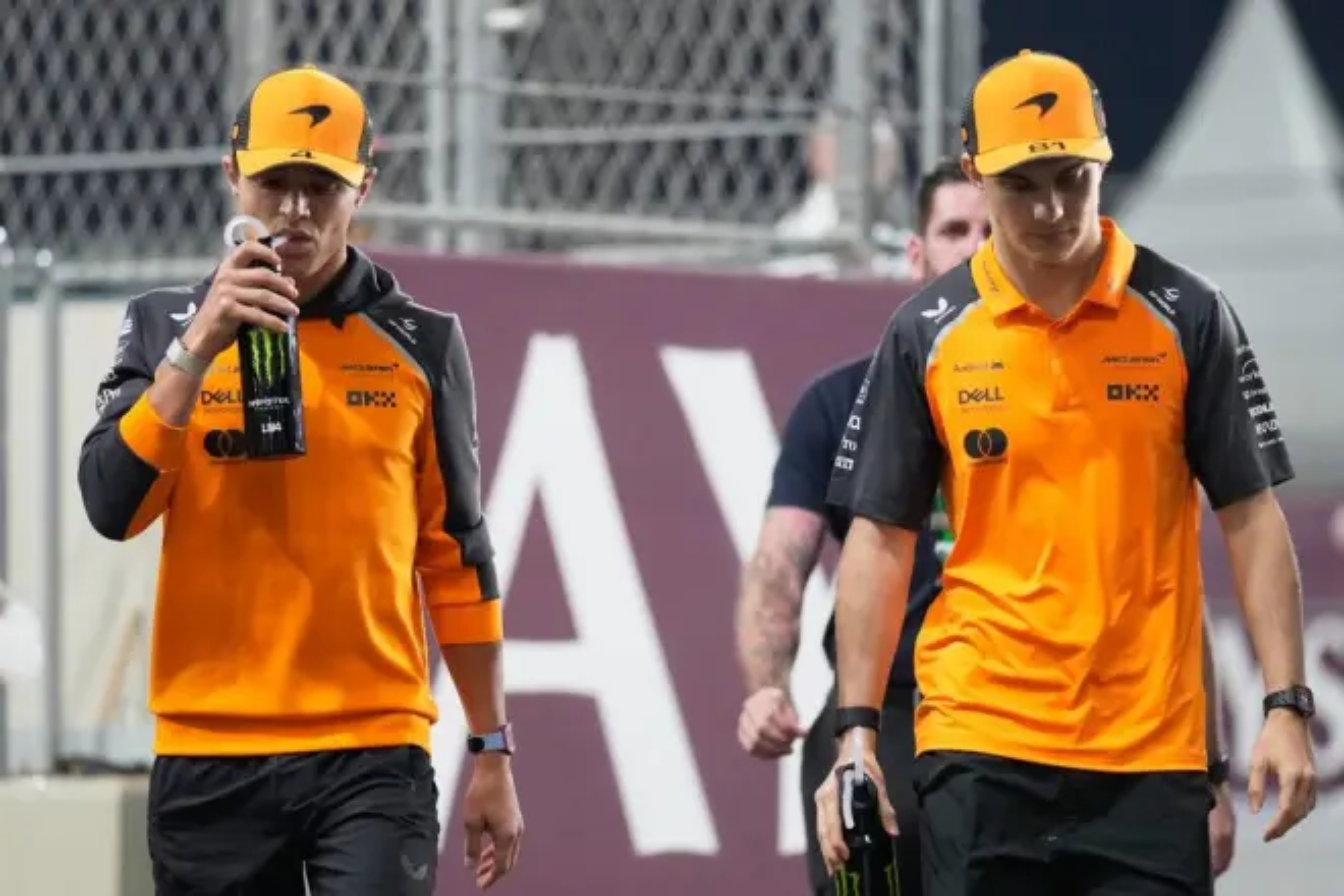 Norris and Piastri at Sundays parade in Qatar.