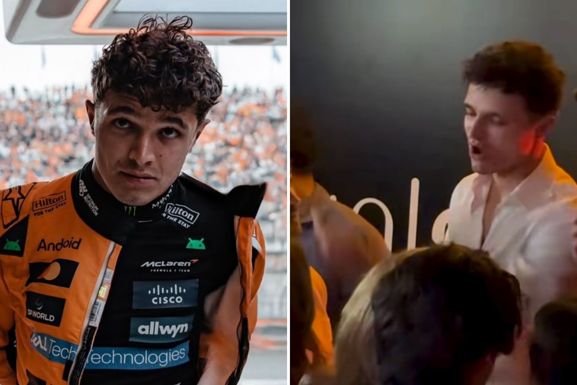 Lando Norris appears to remove a fan who kept bothering him during his title winning party