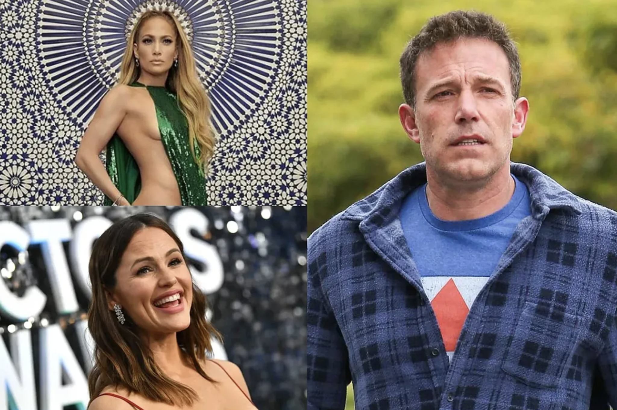 Jennifer Lopez (top, left), Jennifer Garner (bottom, left) and Ben Affleck