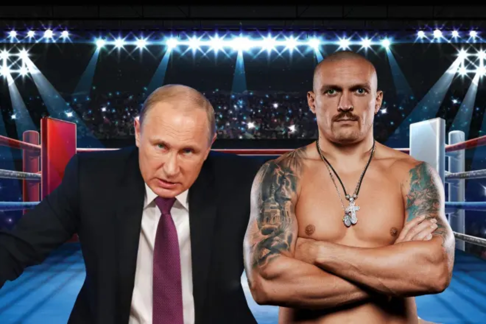 Vladimir Putin and Oleksandr Usyk.