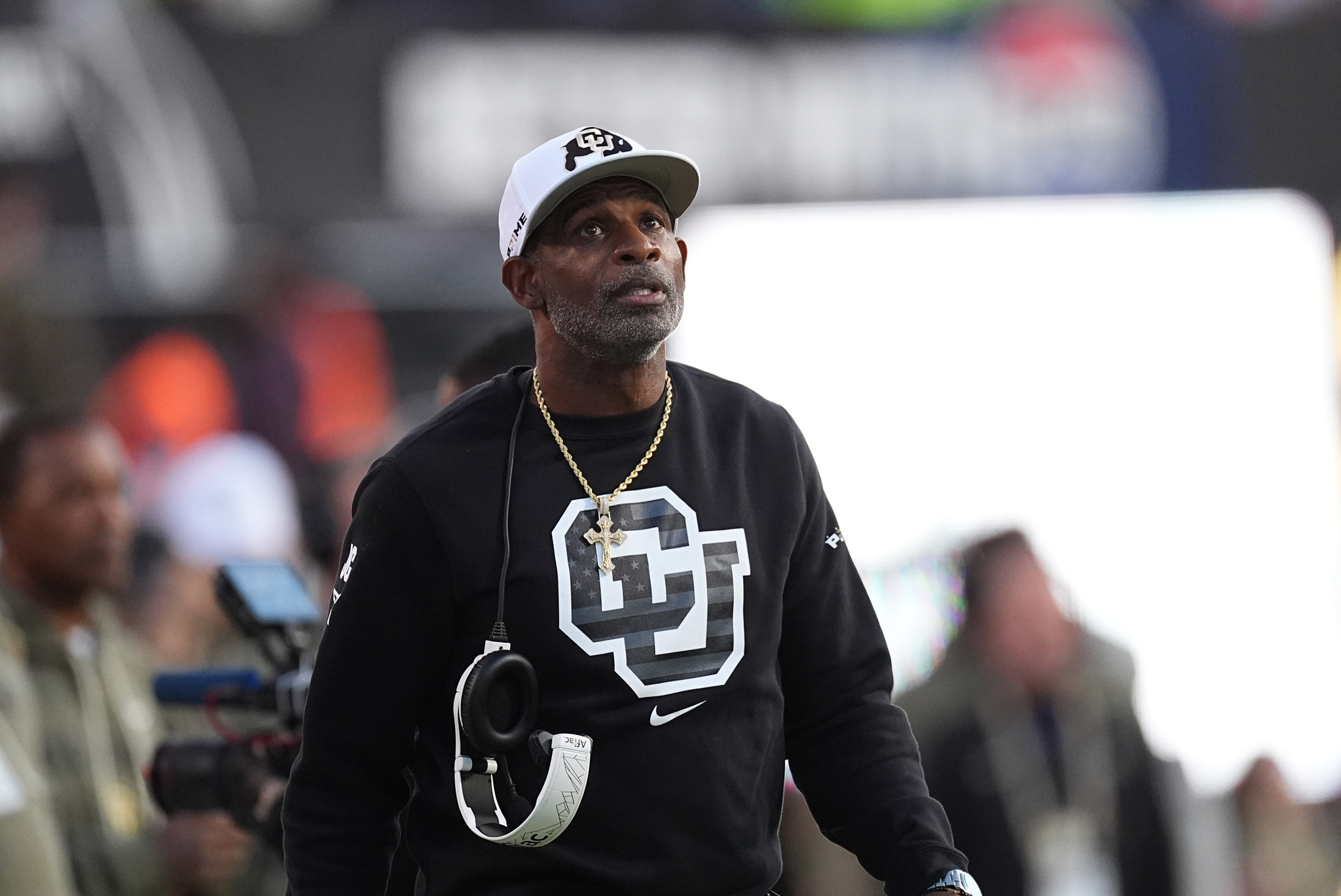 Colorado head coach Deion Sanders in the first half of an NCAA college football game