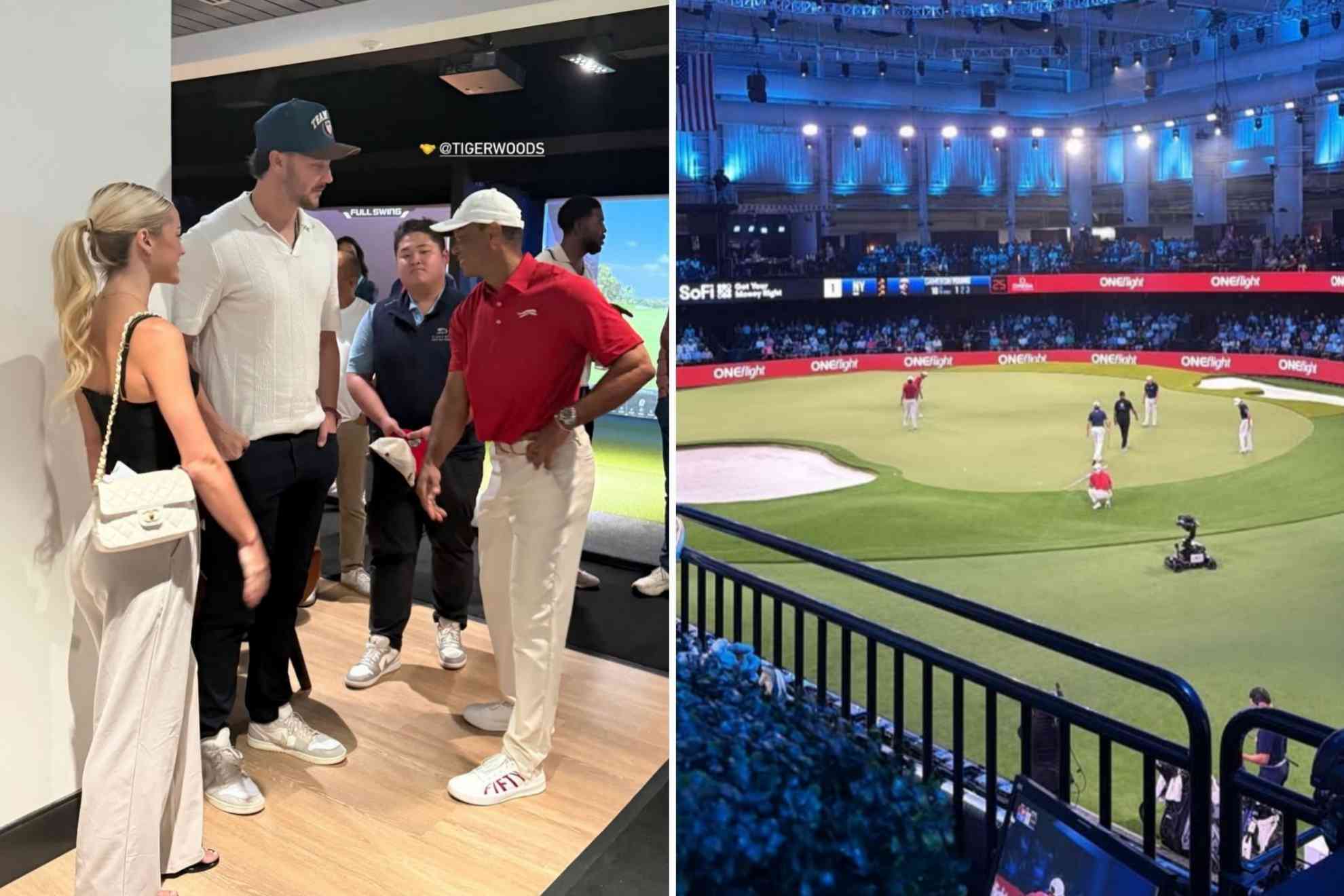 Olivia Dunne's fascination with golf reached a visible moment during her appearance at a TGL event alongside Tiger Woods