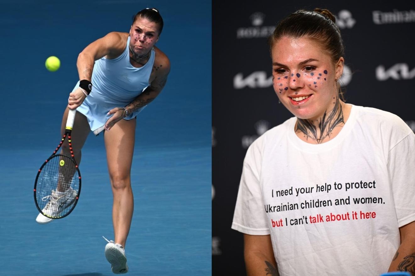 Oleksandra Oliynykova, during the match and at the subsequent press conference.