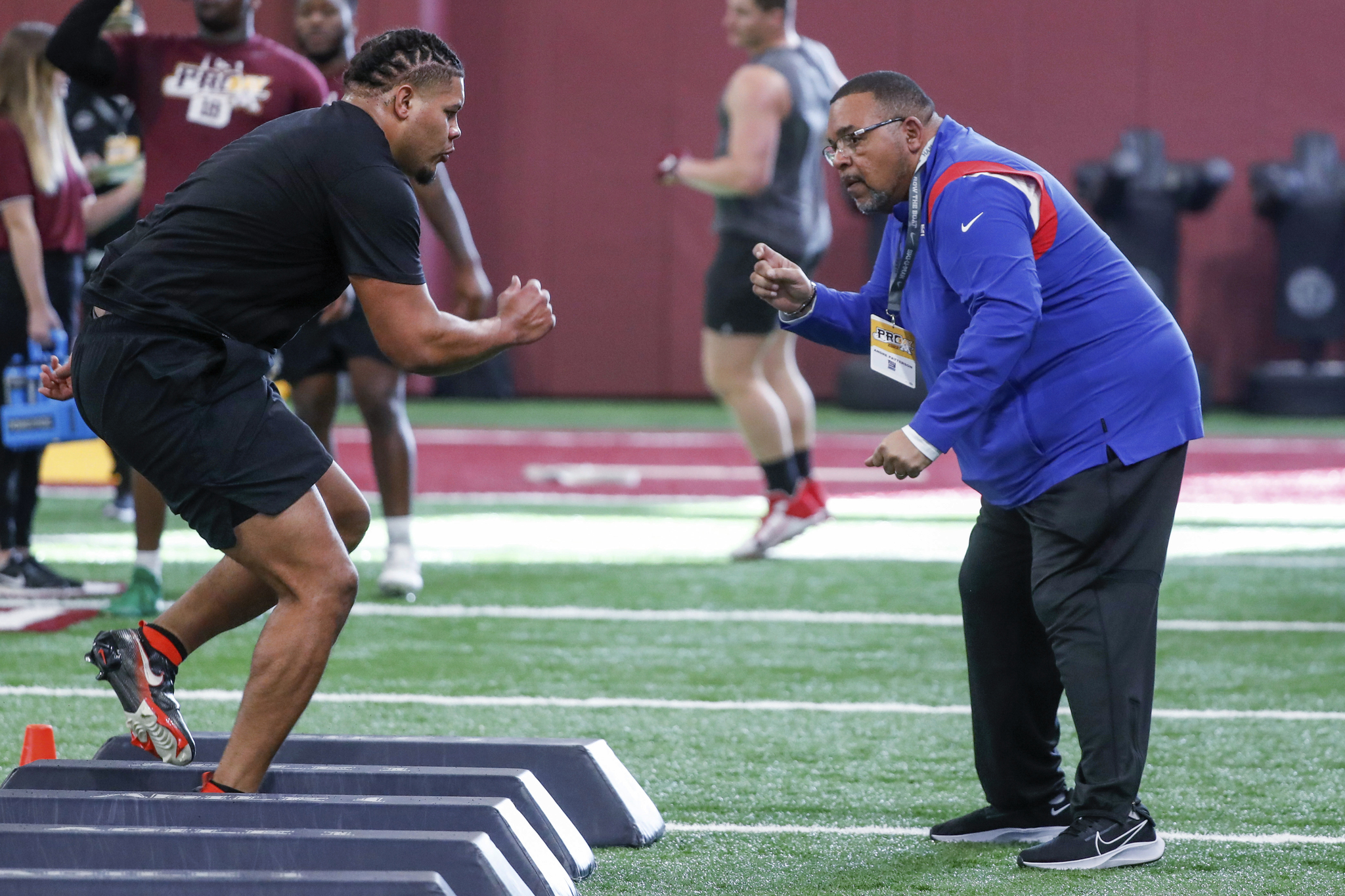 Andre Patterson at work with the Giants.