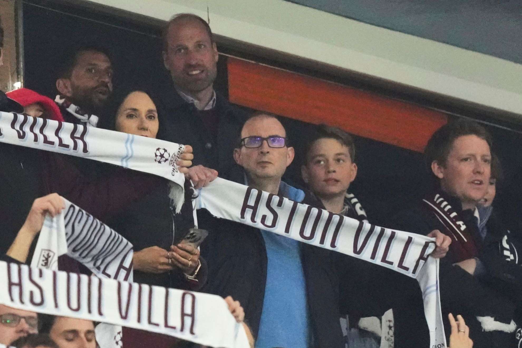 Britain's Prince William and Prince George attend Champions League quarter-final second leg match between Aston Villa and Paris Saint-Germain
