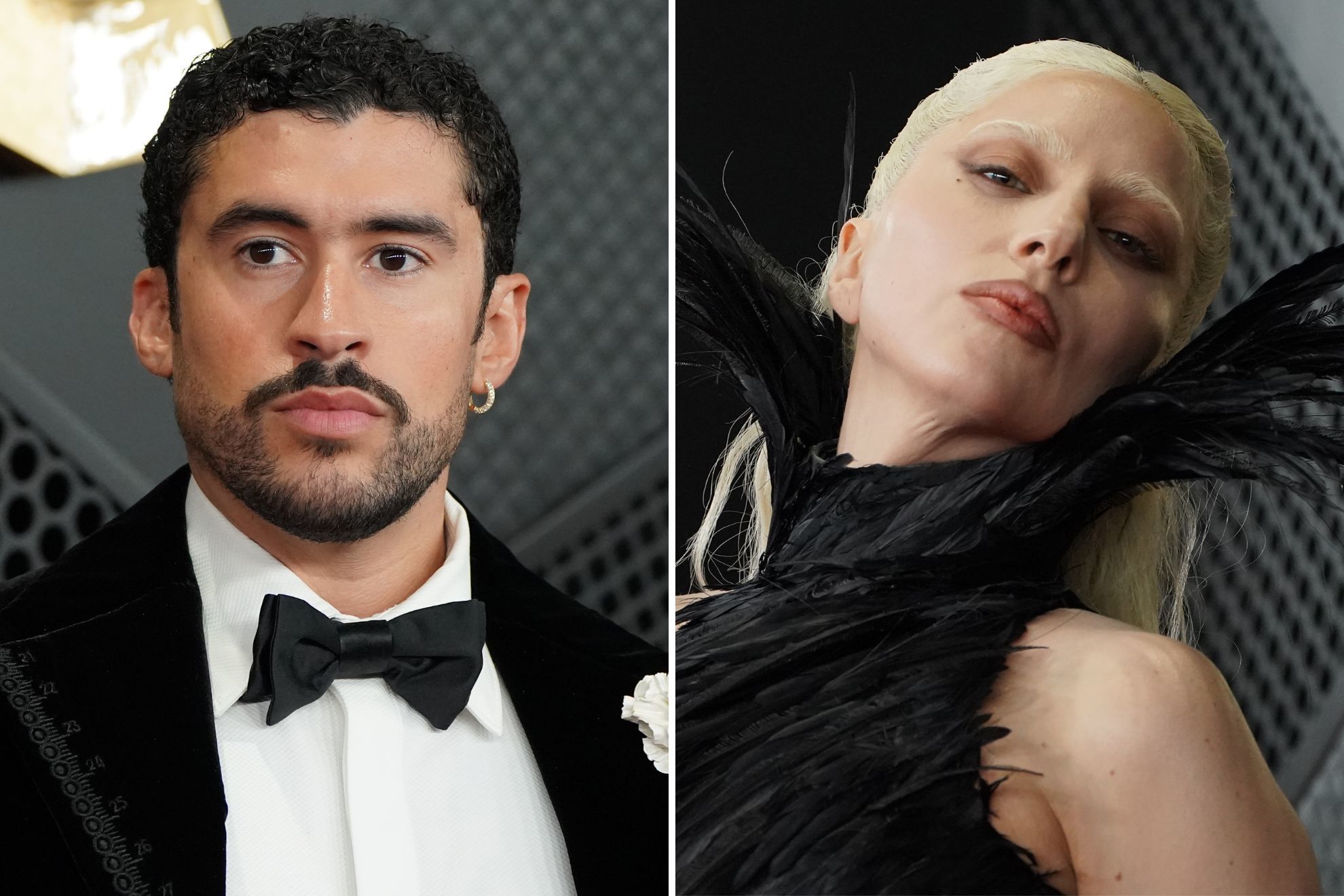 Bad Bunny gets spooked by Lady Gaga during the Grammy Awards ceremony