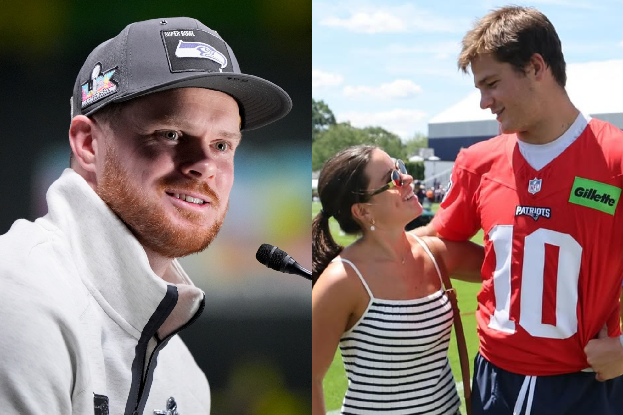 Sam Darnold shared his thoughts on Drake Maye and his wife, Ann Michael, ahead of the Super Bowl