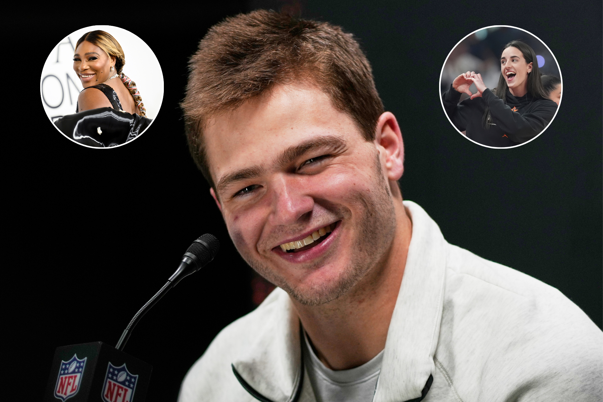 Drake Maye trusts Serena Williams and Caitlin Clark to throw him a TD