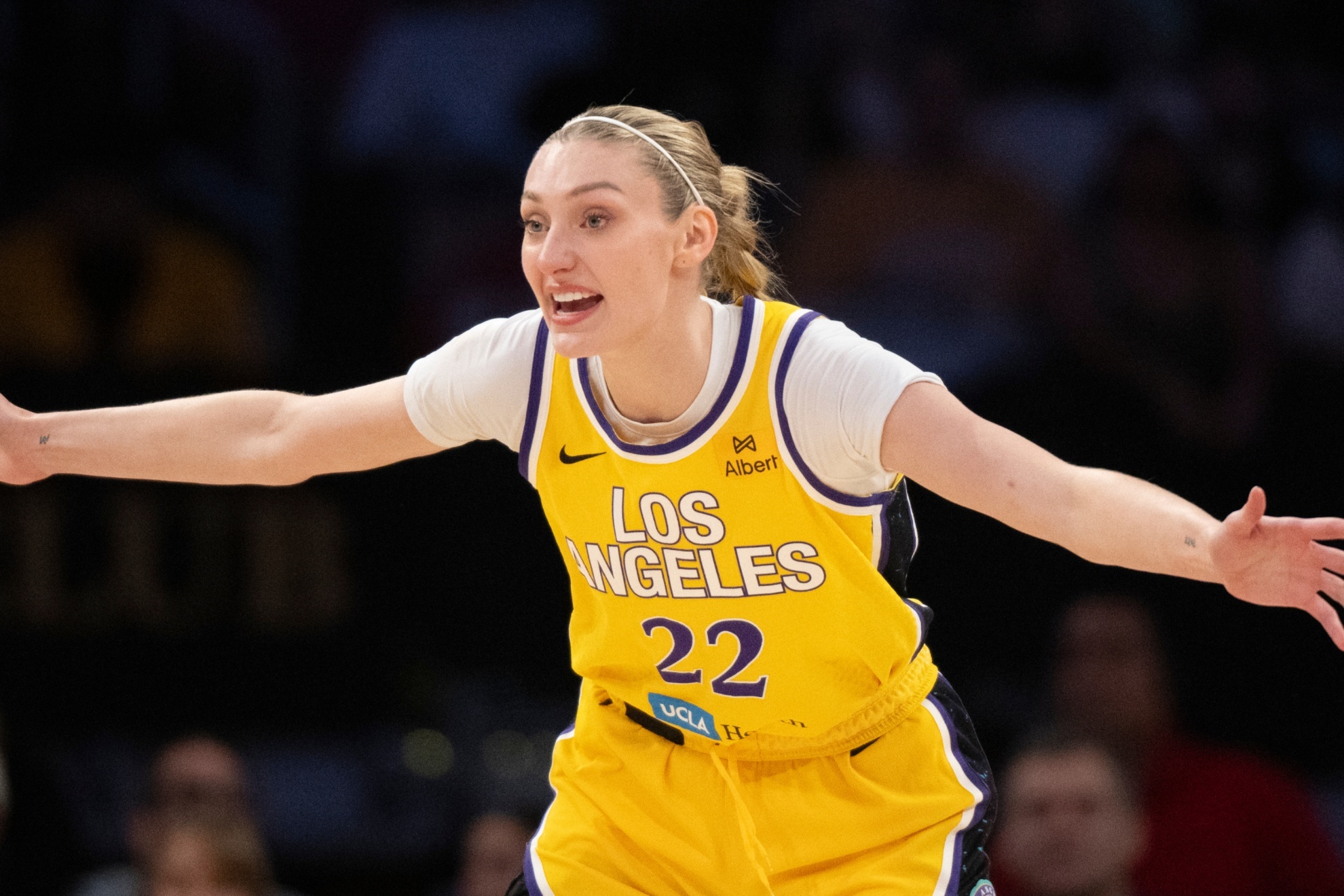 WNBA star Cameron Brink turned pregame arrival into a fashion runway.