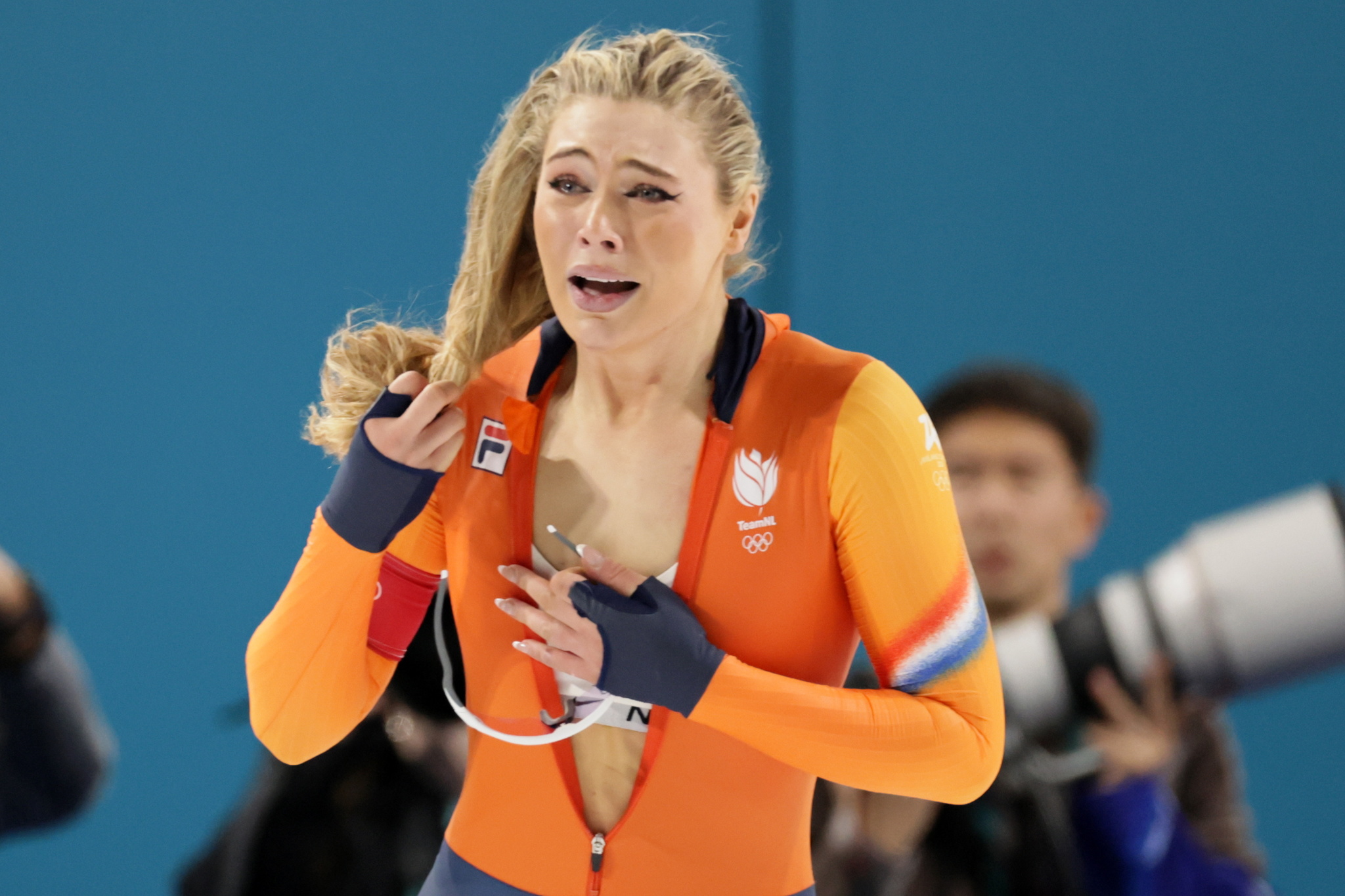 Jutta Leerdam won gold for the Netherlands in the speed skating event at the Winter Olympics