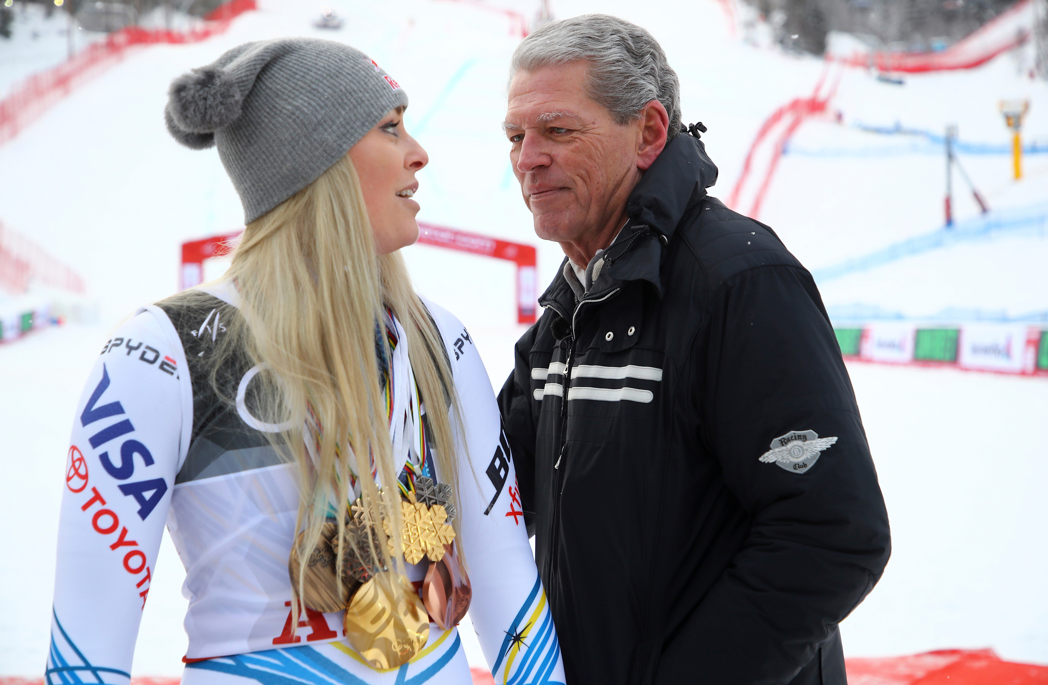 Lindsey Vonn, pictured with her father Alan Kildow, who wants her to retire from competitive skiing
