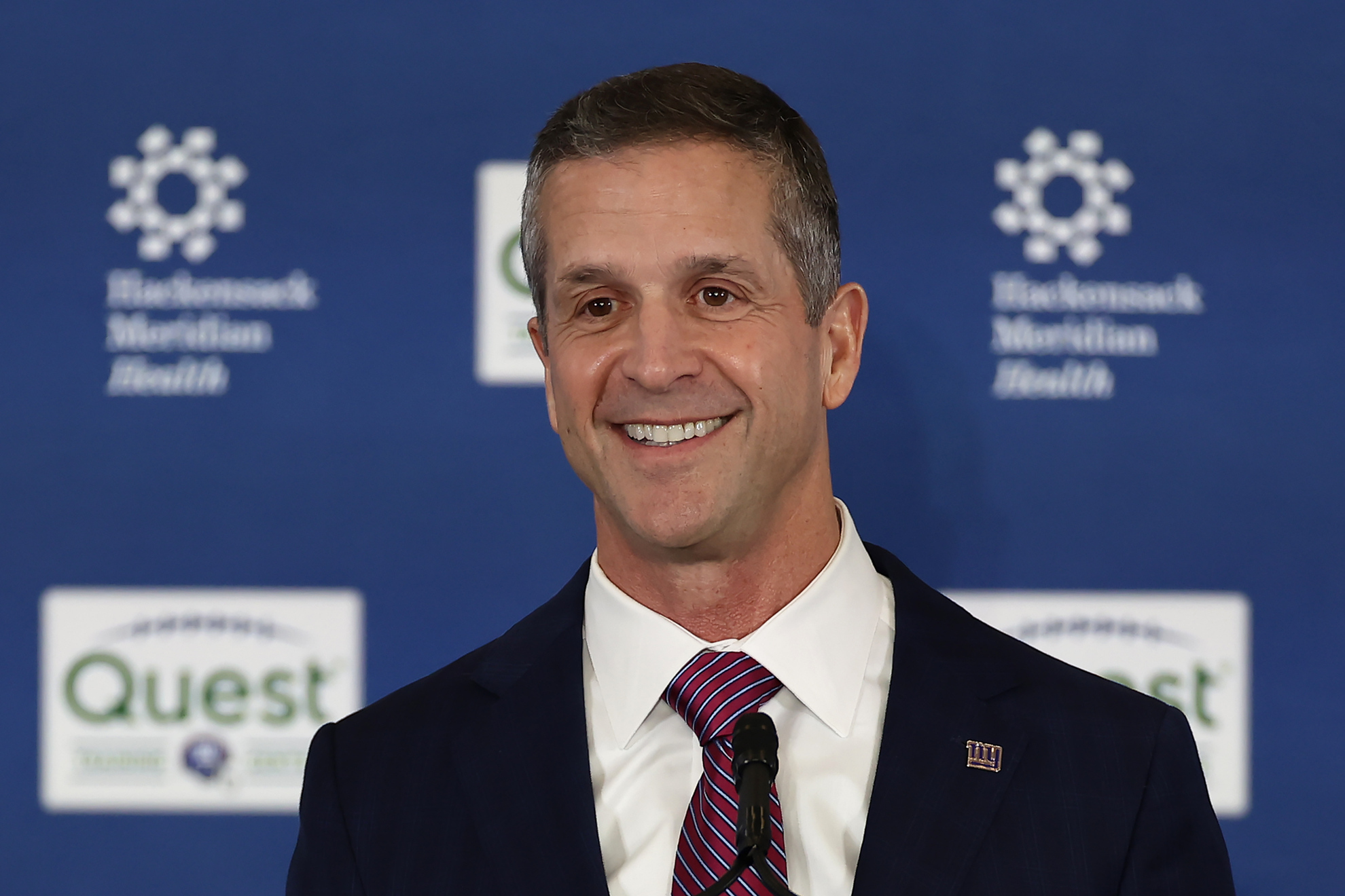 New York Giants head coach John Harbaugh