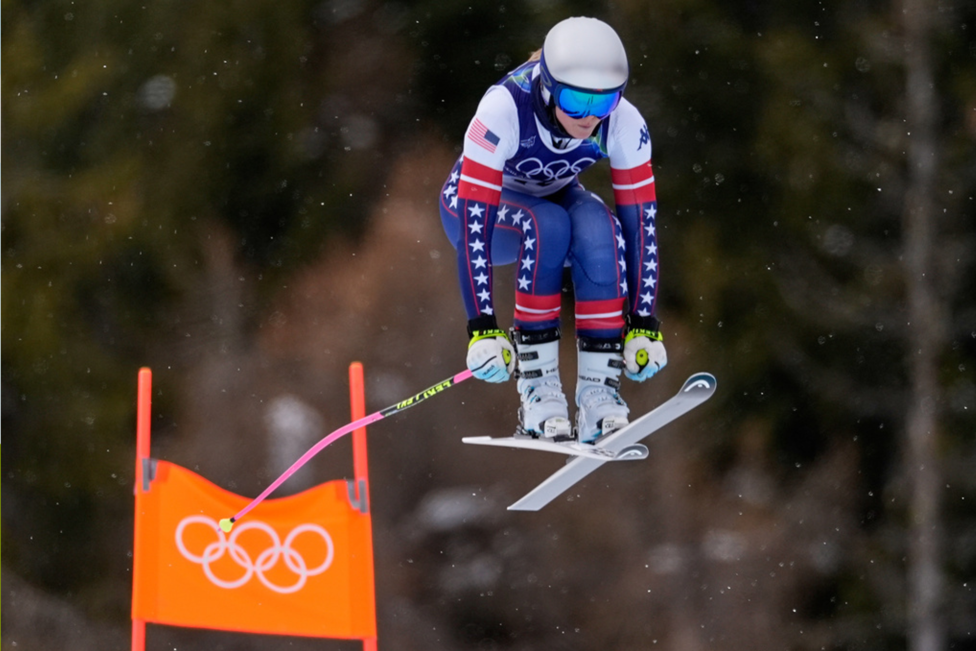 United States Lindsey Vonn in action during alpine ski womens downhill training, at the 2026 Winter Olympics