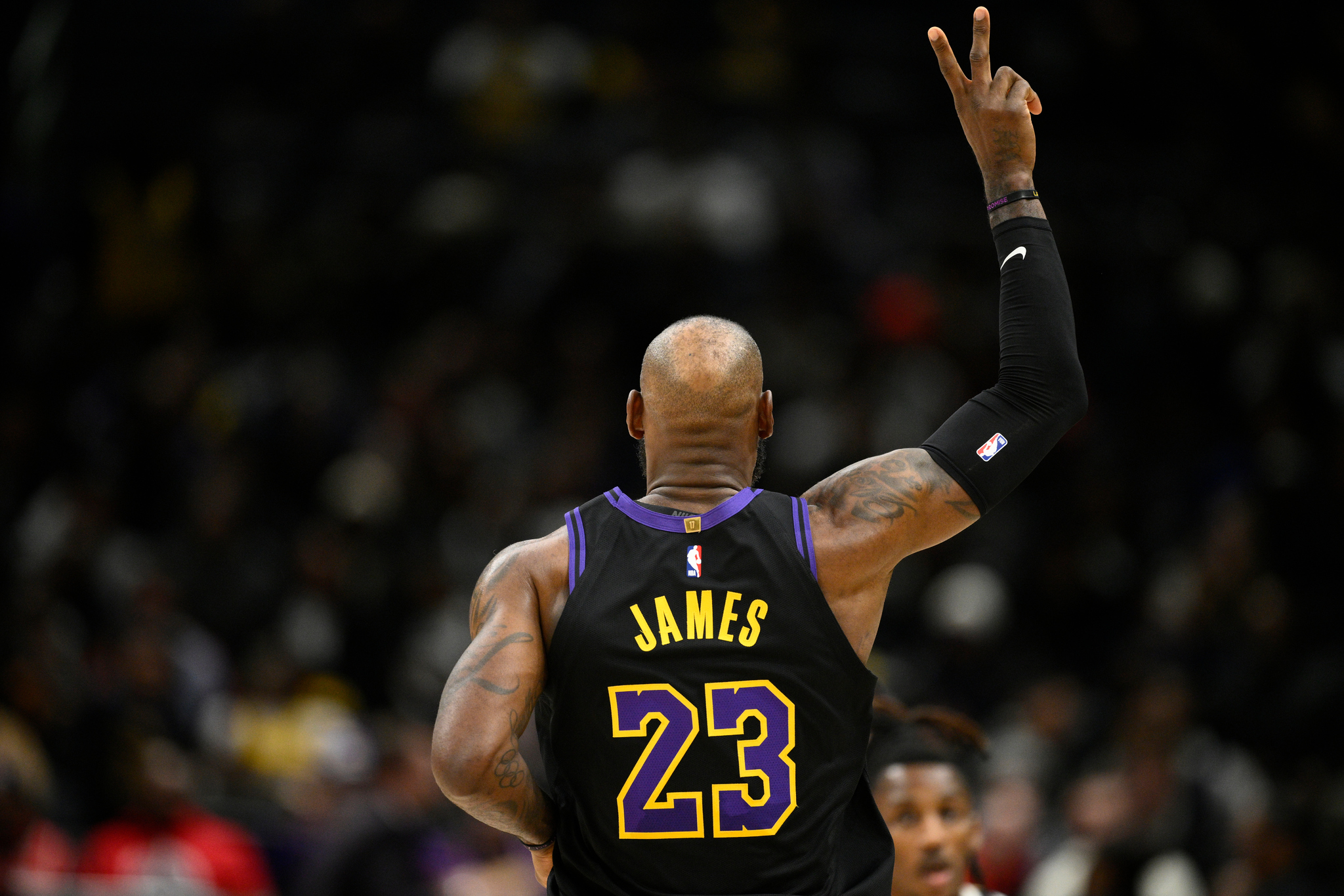 Los Angeles Lakers forward LeBron James (23) in action during an NBA game against the Washington Wizards