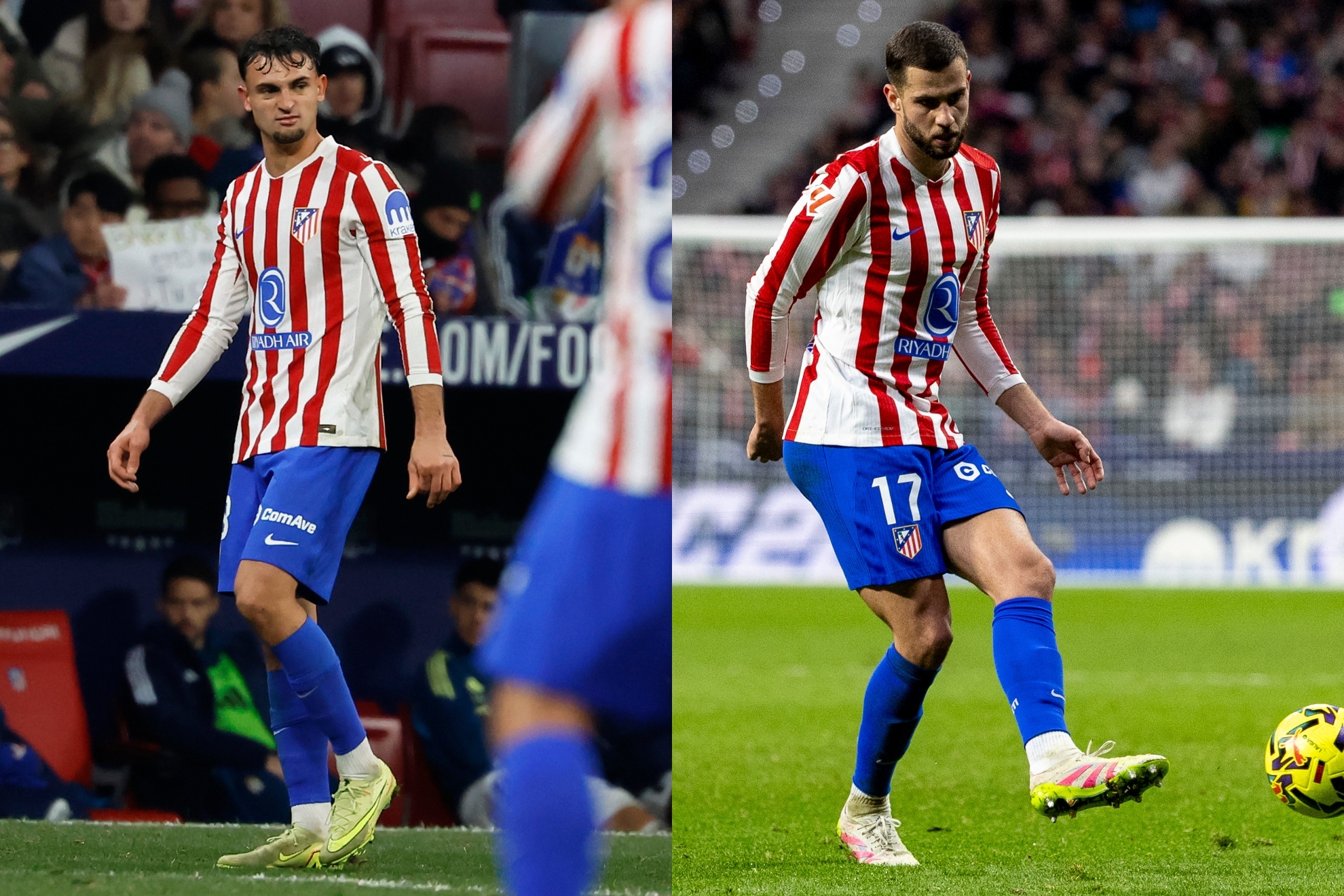 Pubill y Hancko, durante un partido con el Atl�tico.