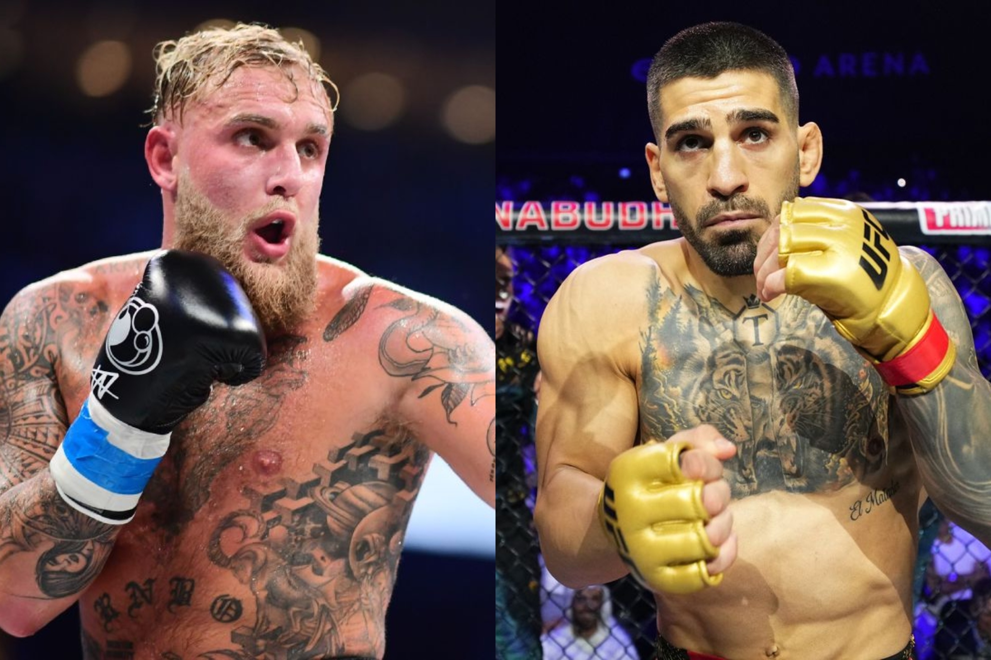 Montaje fotogr�fico de Ilia Topuria y Jake Paul.