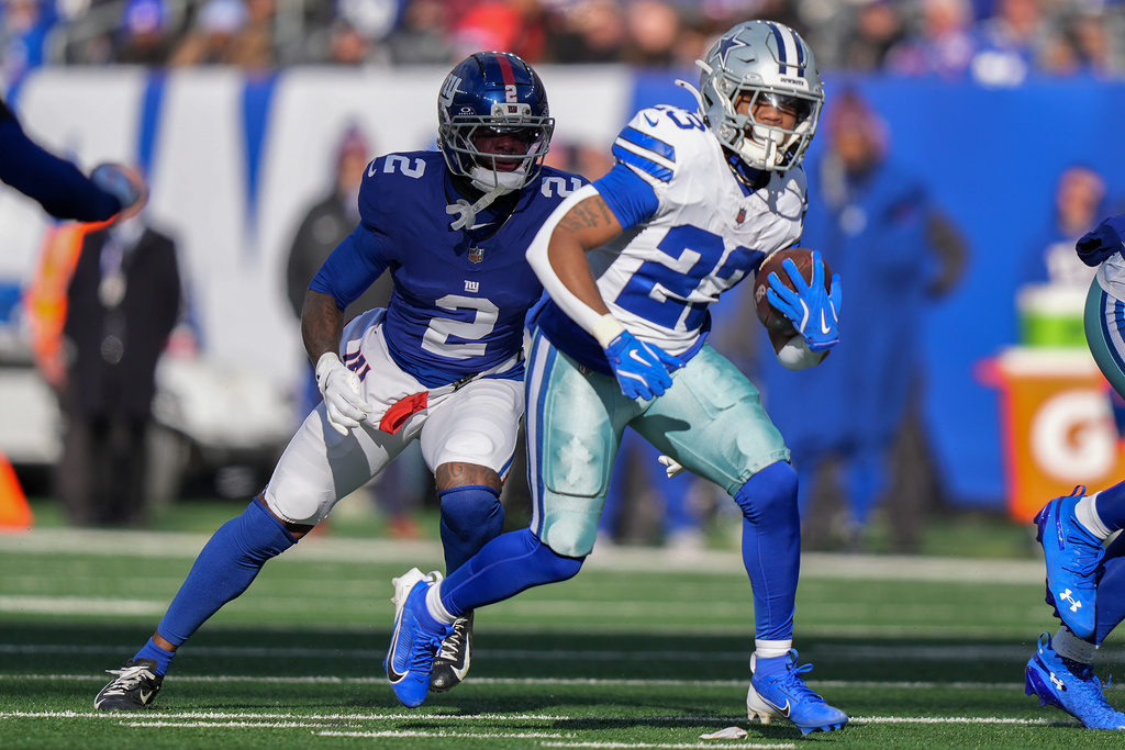Dallas Cowboys running back Jaydon Blue runs with the ball during one of his 38 carries during his rookie season.