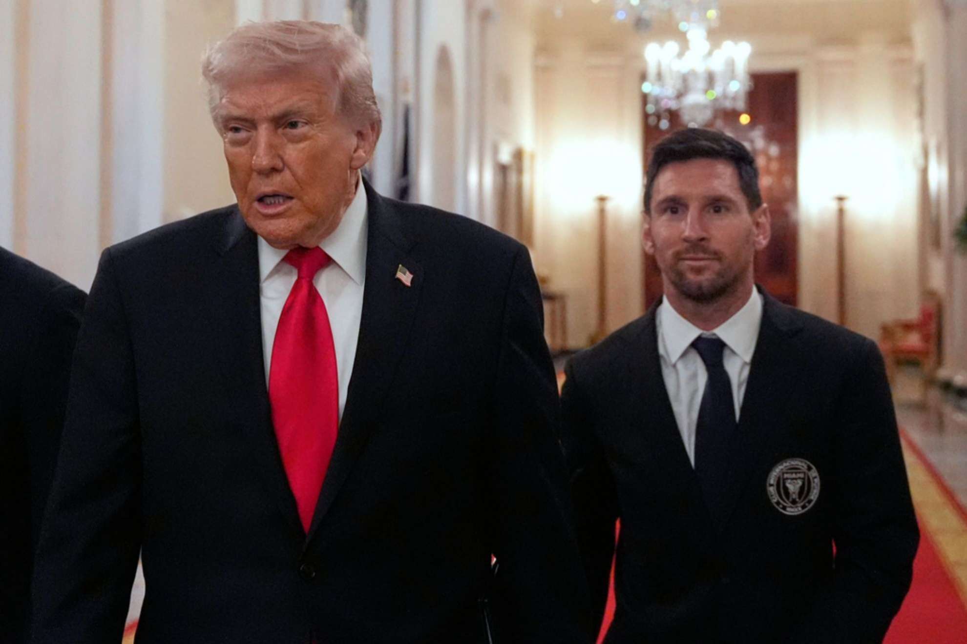Donald Trump switched things up, asking the Inter Miami CF players who was better Pel&eacute; or Messi