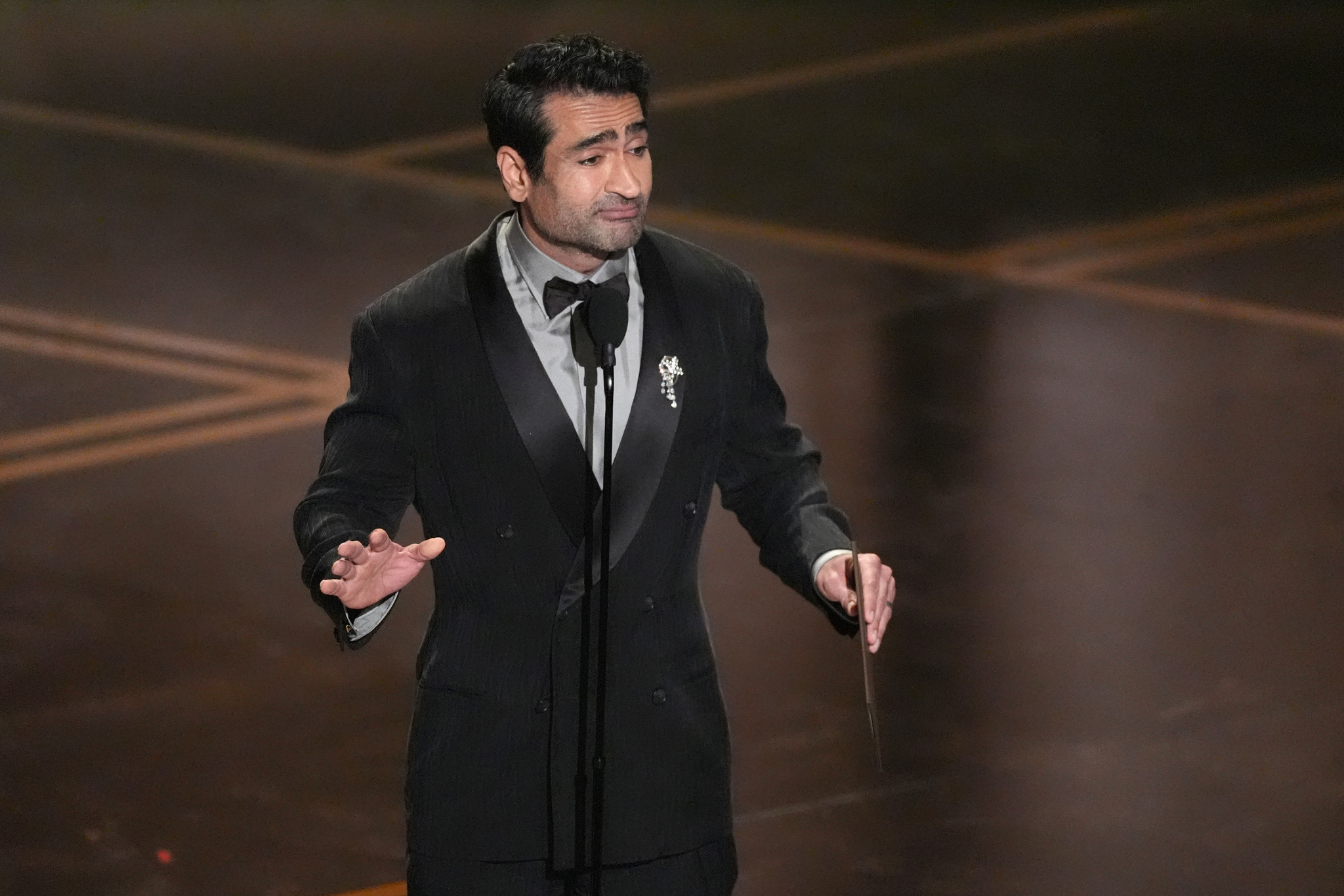 Kumail Nanjiani presents the award for best live action short film during the Oscars